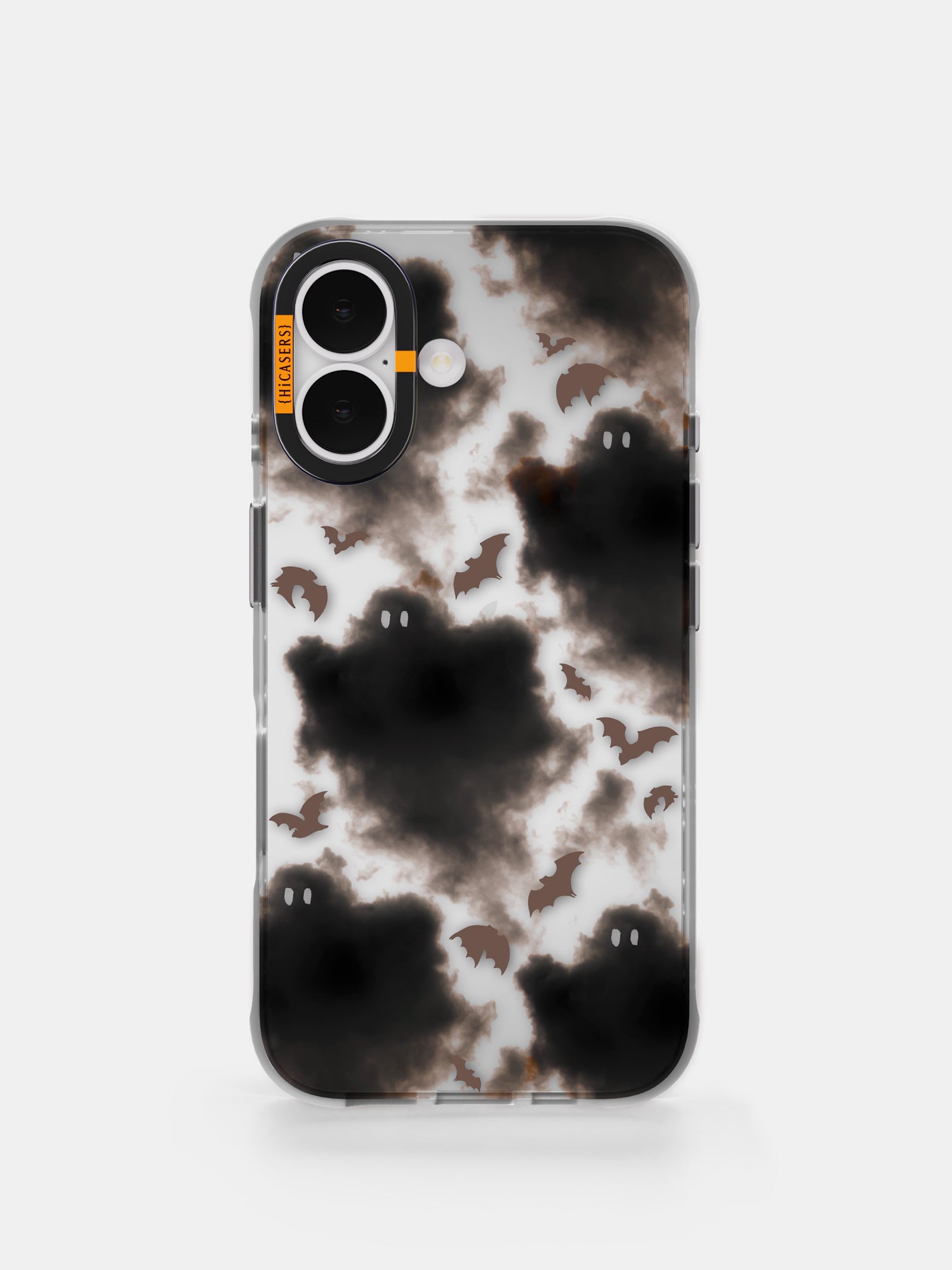 Iridescent Cloudy Ghosts Pattern Phone Case - Deep Grey | Trendy Protective Cover for iPhone & Samsung | Perfect for Halloween, Spooky Themes & Unique Style Lovers
