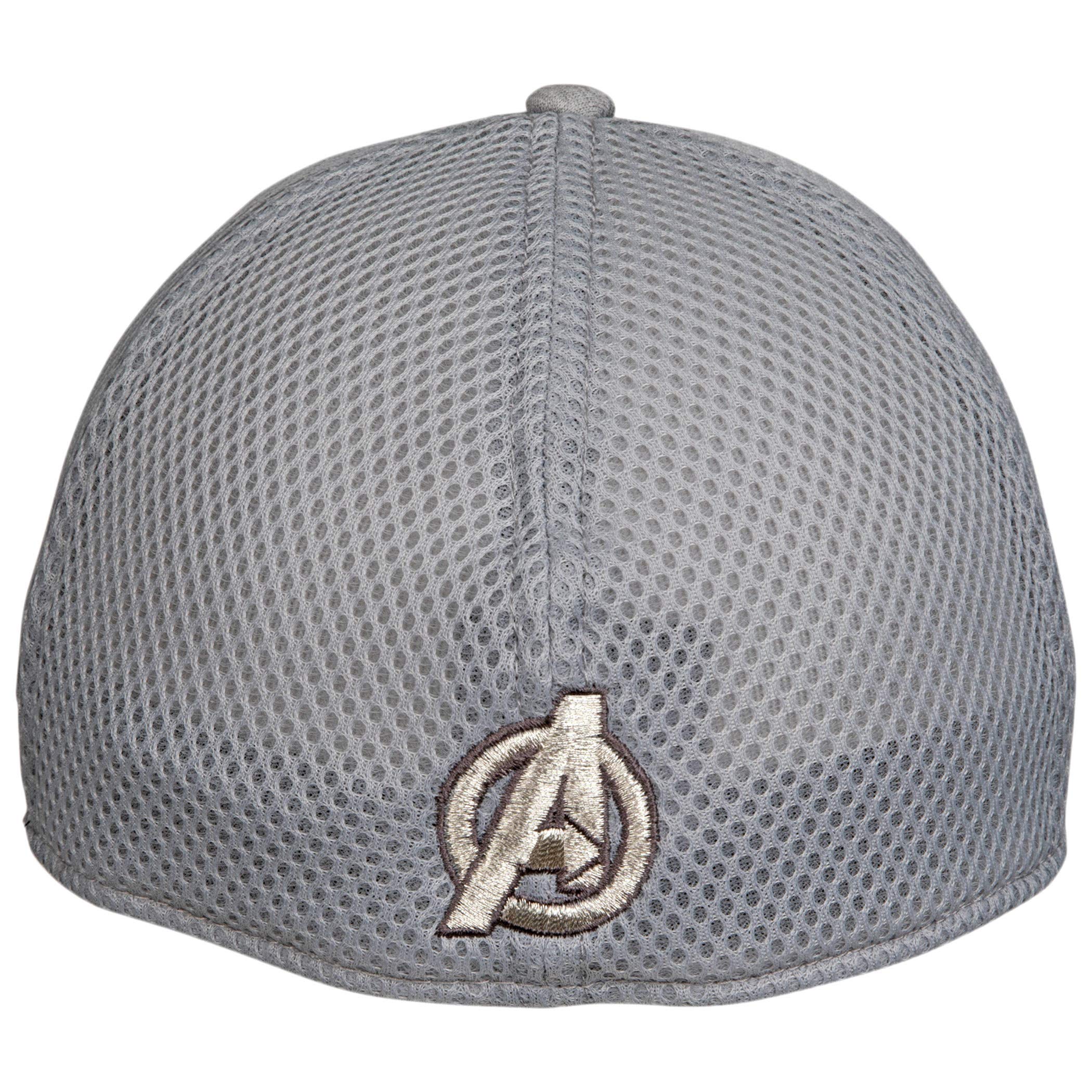 New Era Avengers A Symbol Grey Shadow Tech 39Thirty Fitted Hat for Men & Women - Small/Medium Size - Perfect for Baseball, Sports, and Casual Wear