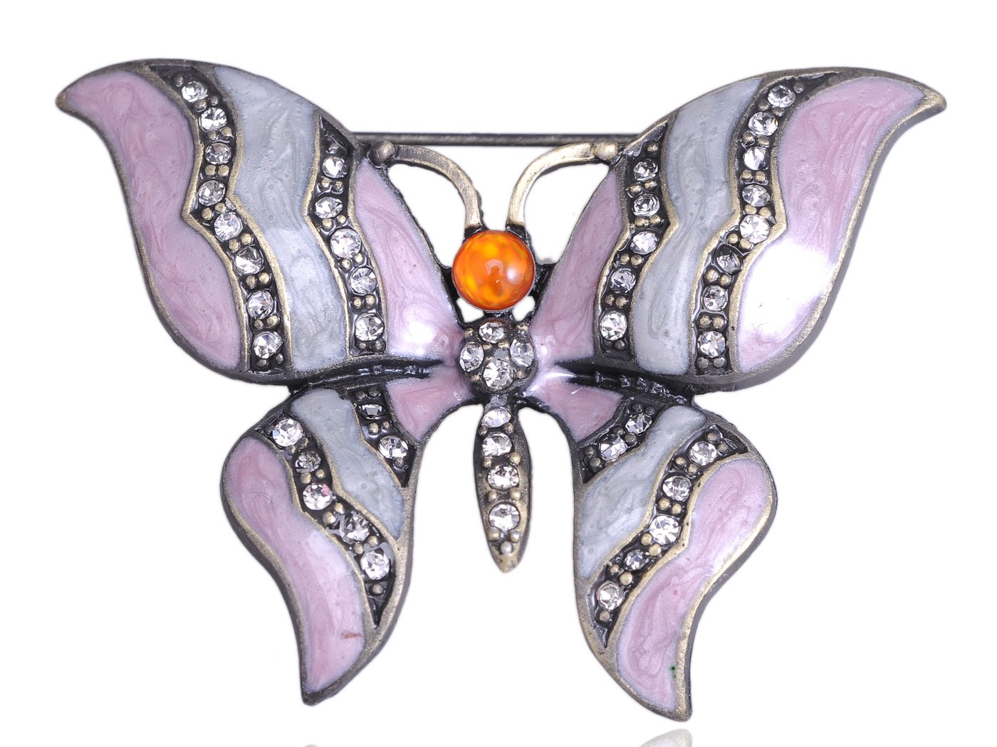 Alilang Rose Pink Pastel Enamel Crystal Rhinestone Butterfly Pin Brooch - Elegant Jewelry Accessory for Women, Gift for Bridesmaids, Prom, Weddings & Special Occasions