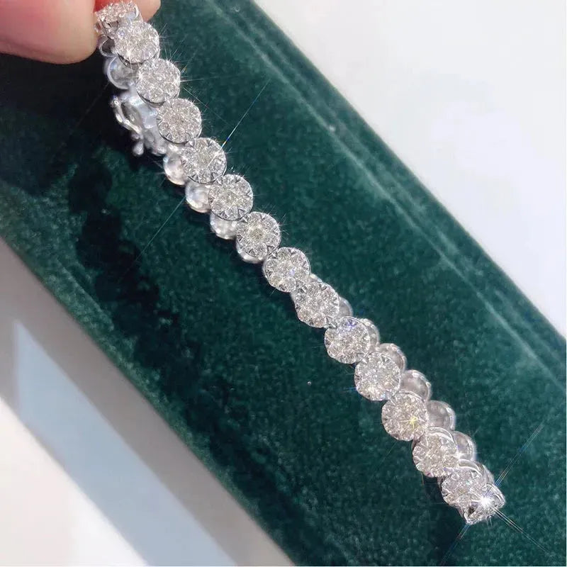 18K White Gold 4.80ct Round Diamond Bracelet for Women | Luxury Wedding Engagement Party Jewelry | Elegant Gift for Anniversary, Valentine's Day & Special Occasions