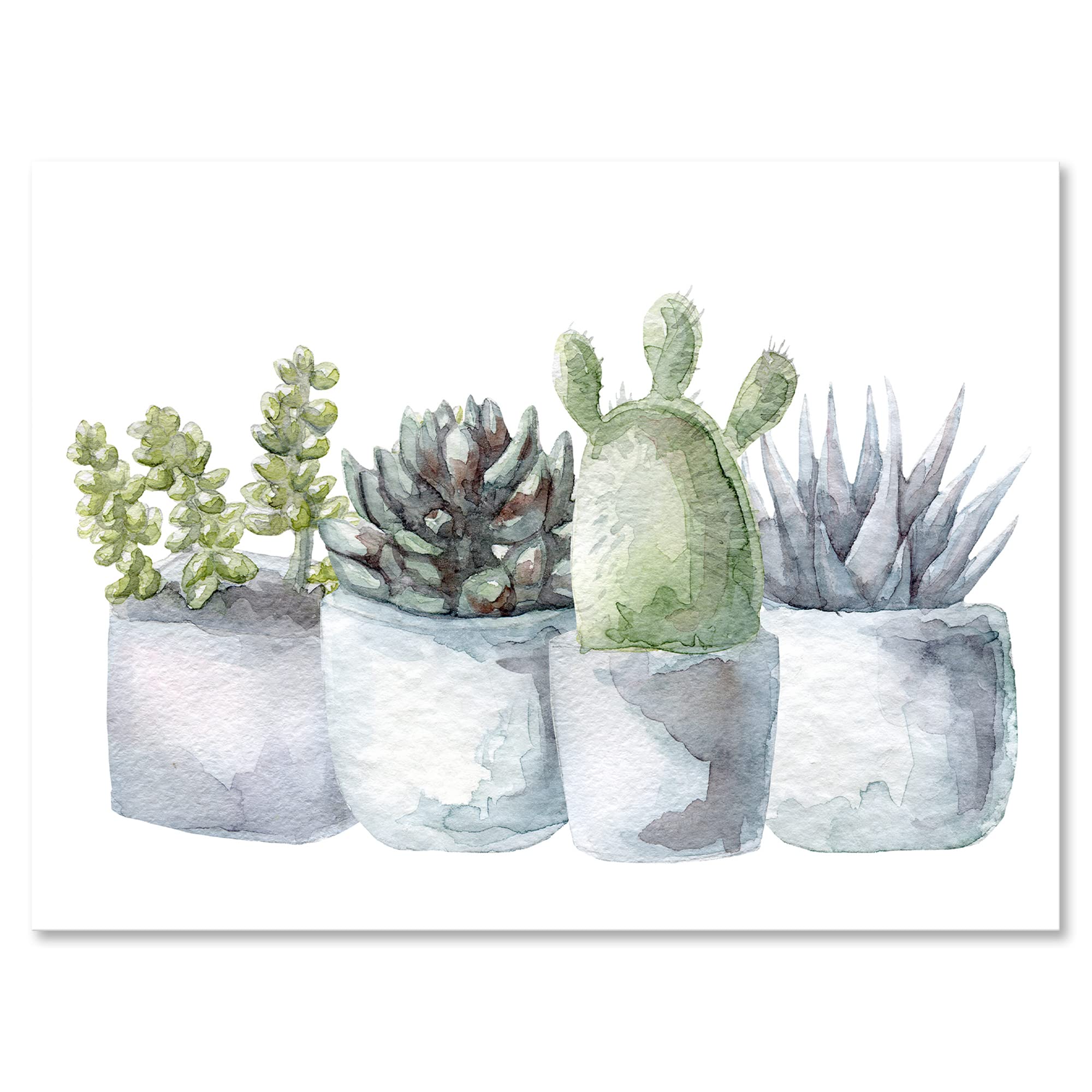 DesignQ Cactus and Succulent House Plants - Farmhouse Style Canvas Wall Art for Living Room, Bedroom & Office Decor