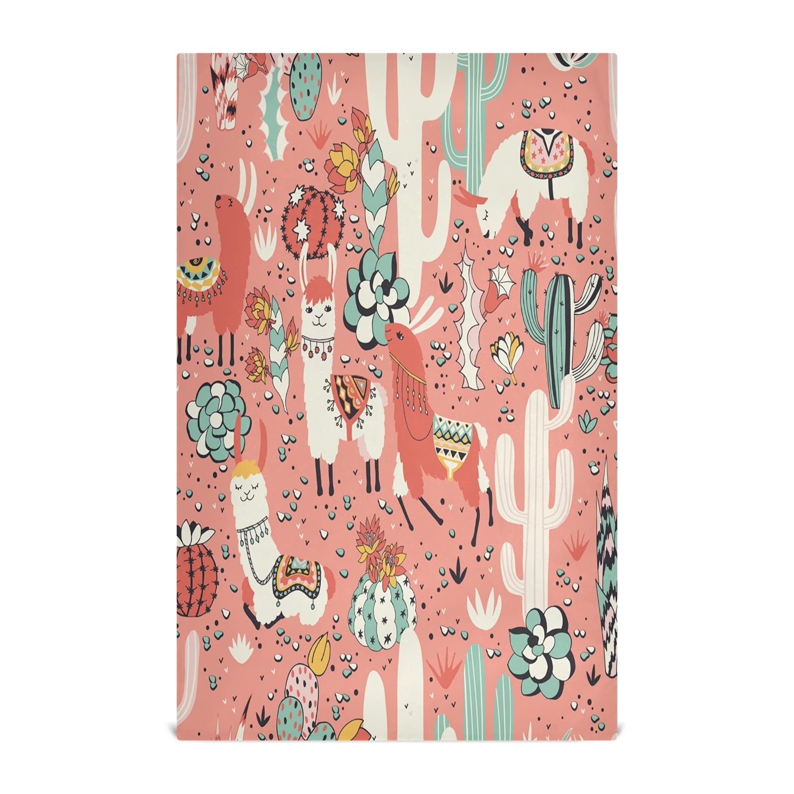 Llama Alpaca Animal Cactus Print Kitchen Dish Towel - Soft & Absorbent 18x28 Inch Home Cleaning Towel for Dishes, Countertops & Decor - Perfect for Farmhouse, Boho & Southwestern Style Kitchens
