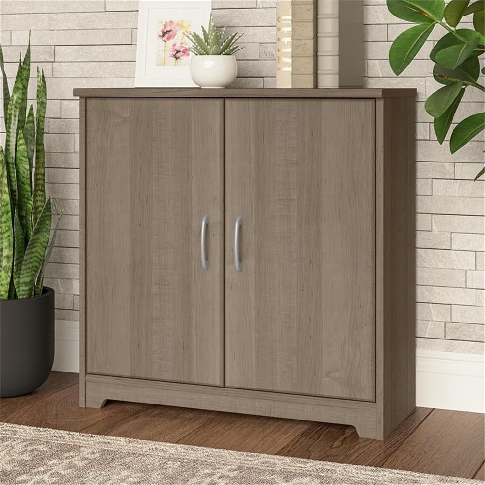 Bush Furniture Cabot Small Storage Cabinet with Doors - Ash Gray | Compact Organizer for Home Office, Living Room & Bedroom | Space-Saving Storage Solution