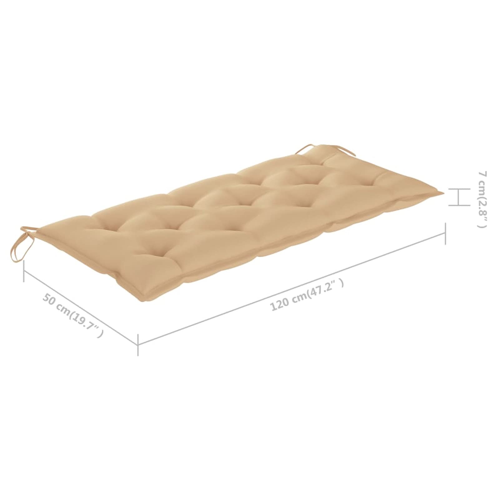 Premium Outdoor Swing Chair Cushion - Soft Polyester Fabric Garden Hammock & Bench Seat Pad - Water-Resistant Beige Cushion 47.2