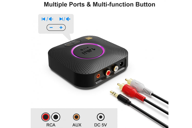 1Mii B06S+ Plus LDAC Bluetooth 5.2 Receiver - Wireless Audio Adapter for Hi-Res Music Streaming, Home Theater, Car Stereo & Gaming