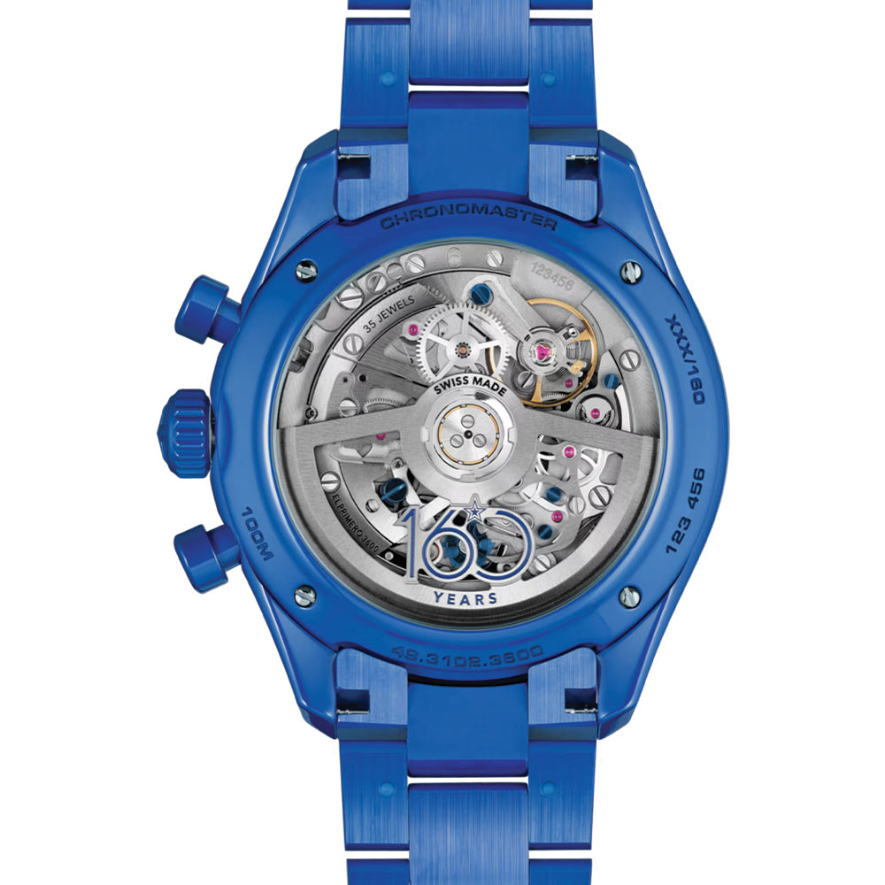 Chronomaster Sport 160th Anniversary Edition 41mm Ceramic Watch - Blue Dial with Stainless Steel Bracelet & Bonus Rubber Strap - Perfect for Luxury Collectors & Special Occasions