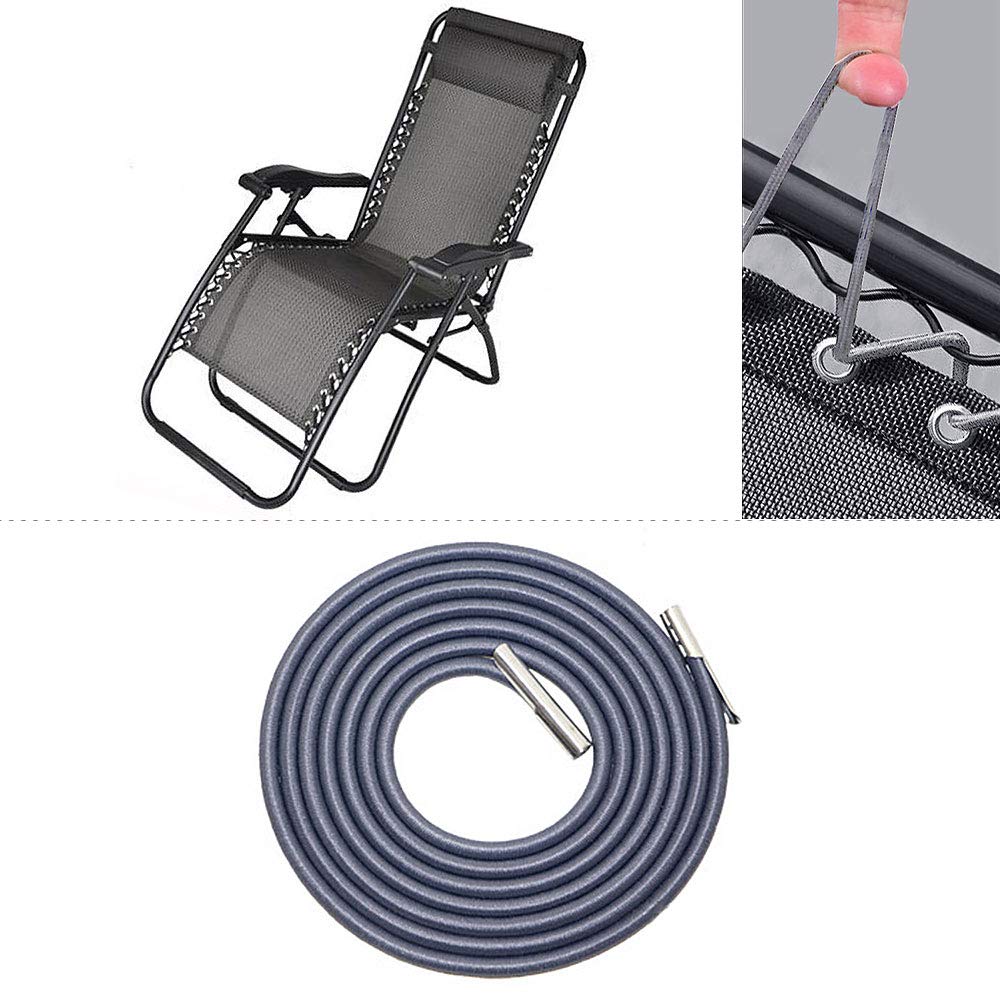 Universal Zero Gravity Chair Replacement Cords - Gray Bungee Tie Rope Laces (8 Pack) for Lounge Chairs, Patio Furniture & Outdoor Relaxation | Durable & Weather-Resistant