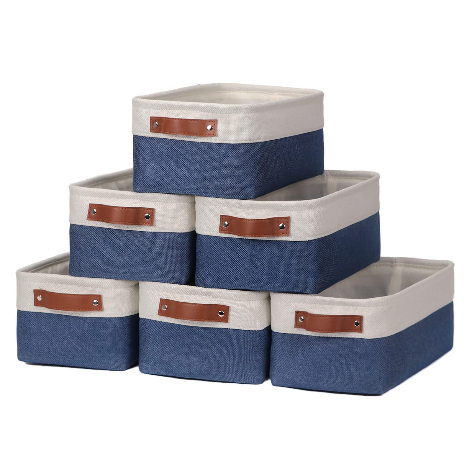 Foldable Fabric Storage Baskets (6-Pack) - Small Organizing Bins for Shelves, Closets & Nursery - 11.8