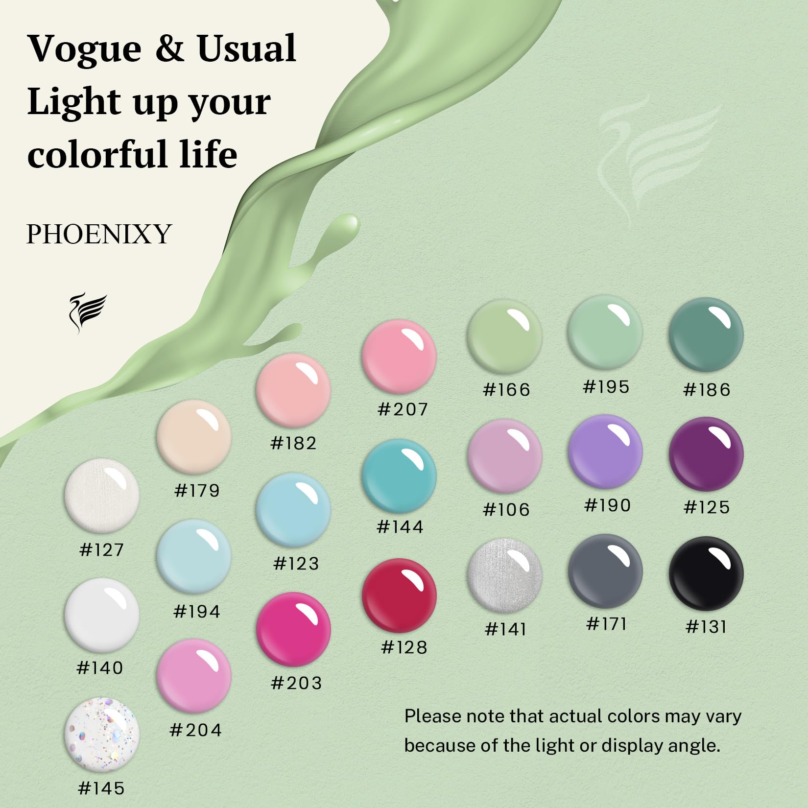 PHOENIXY 21 Colors Gel Nail Polish Set - Pink, Red, Blue, Green, Gray, Black & Glitter Nail Kit with Base Coat, Glossy & Matte Top Coat | Long Lasting Salon Quality Nail Polish | Perfect for DIY Manicures, Nail Art & Gift for Women