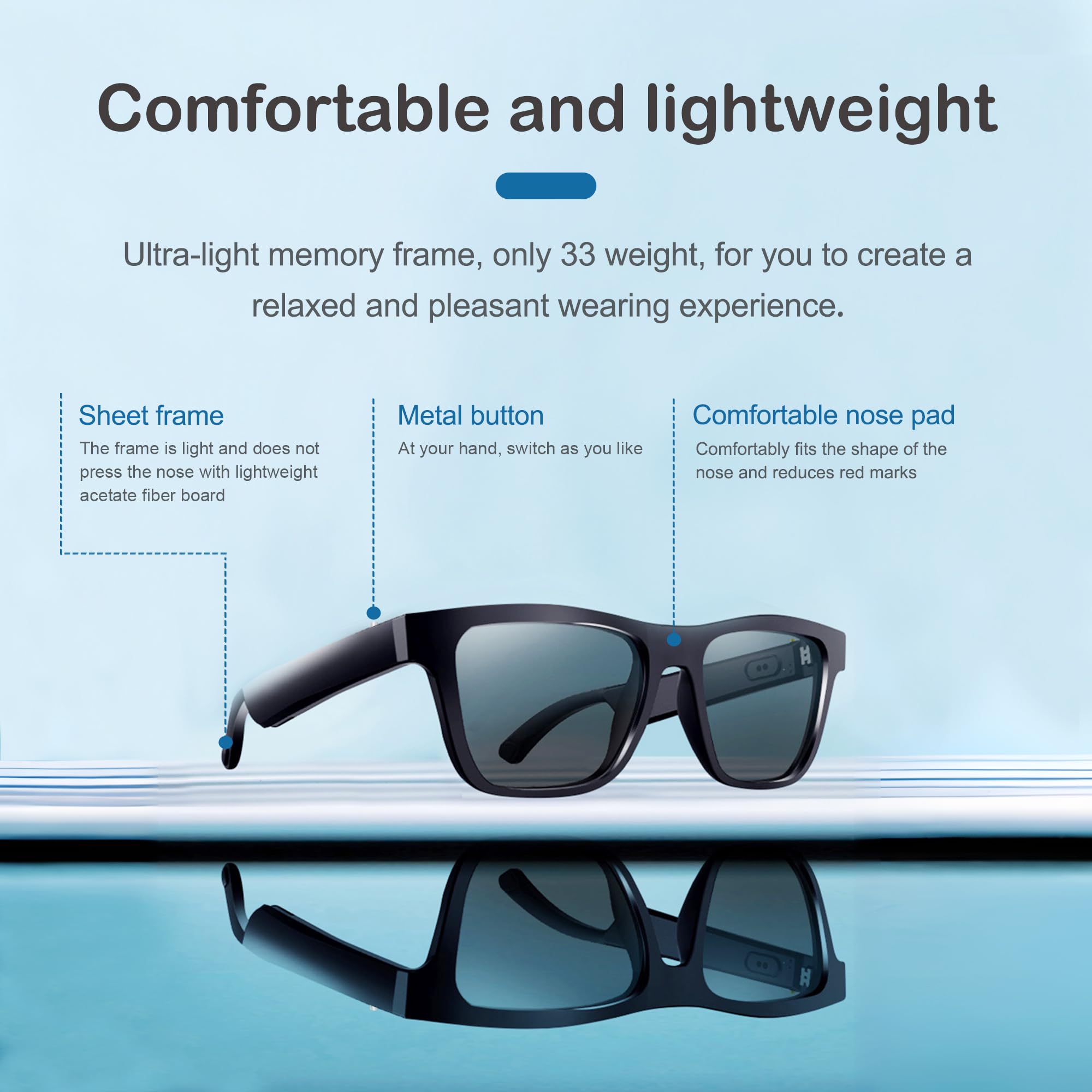 Smart Audio Glasses - Polarized Bluetooth Sunglasses with Built-in Mic & Speaker | Bluetooth 5.0, UV Protection | Hands-Free Calling, Music Streaming & Voice Assistant | Perfect for Running, Cycling & Outdoor Activities