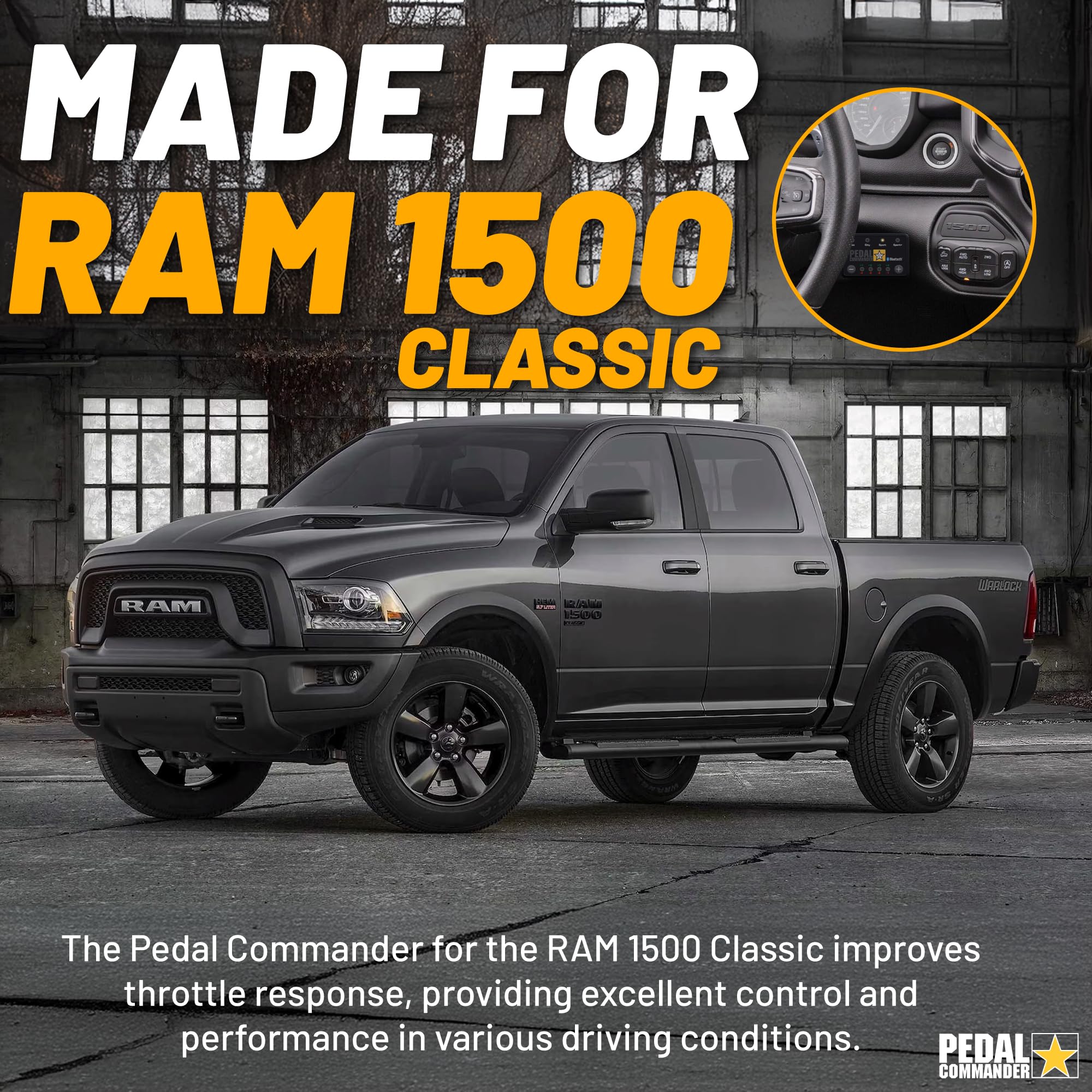 **PEDAL COMMANDER Throttle Response Controller for Ram 1500 Classic 2019-2024 - Fits 4th Gen, Express, Tradesman, Warlock (3.0L, 3.6L, 5.7L) - Enhance Acceleration & Performance for Off-Roading & Towing**