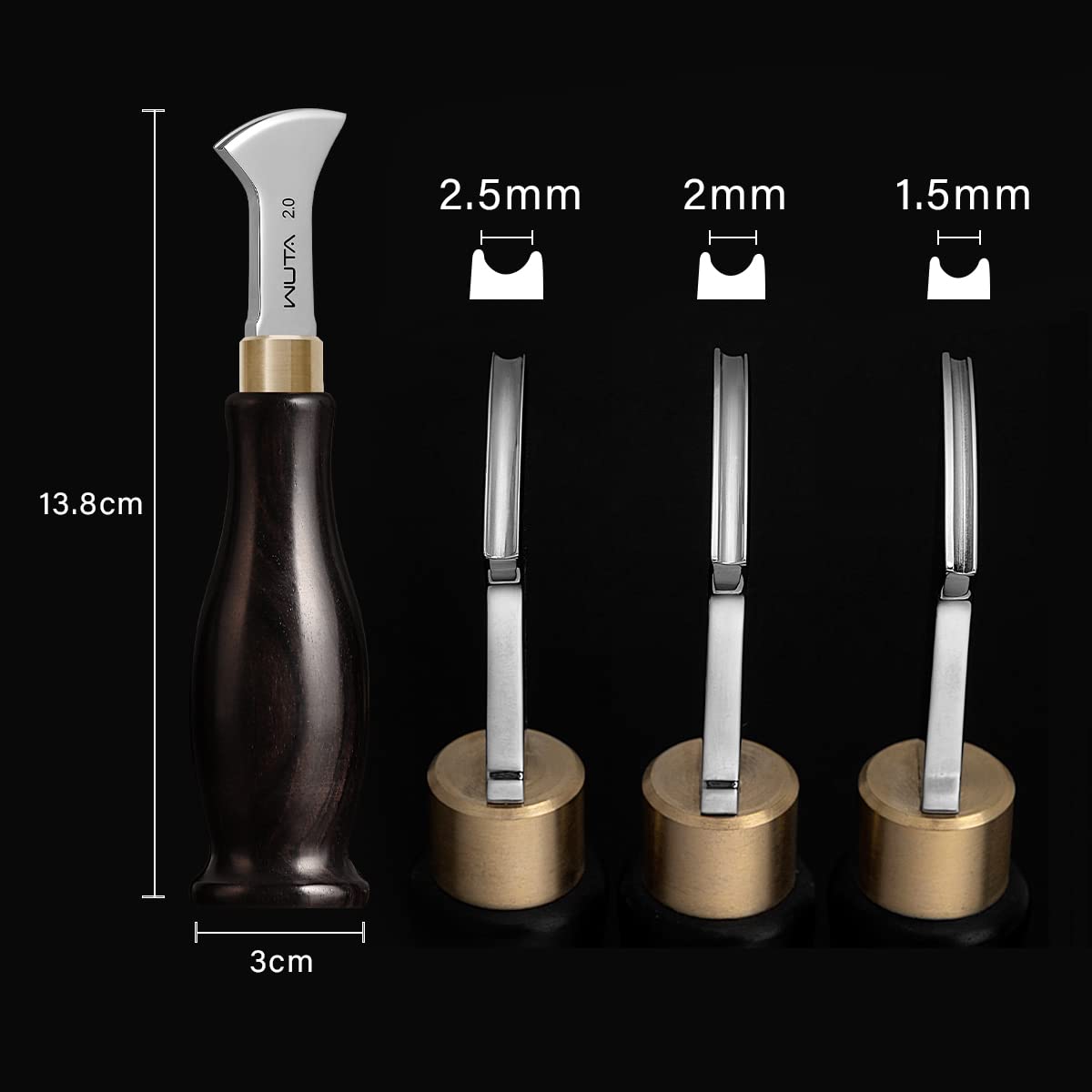 WUTA 1.5mm Stainless Steel Leather Edge Creaser Tool with Black Wood Handle - Professional Leather Crafting Tool for Edge Marking & Creasing - Perfect for DIY Leather Projects, Shoe Repair & Bag Making
