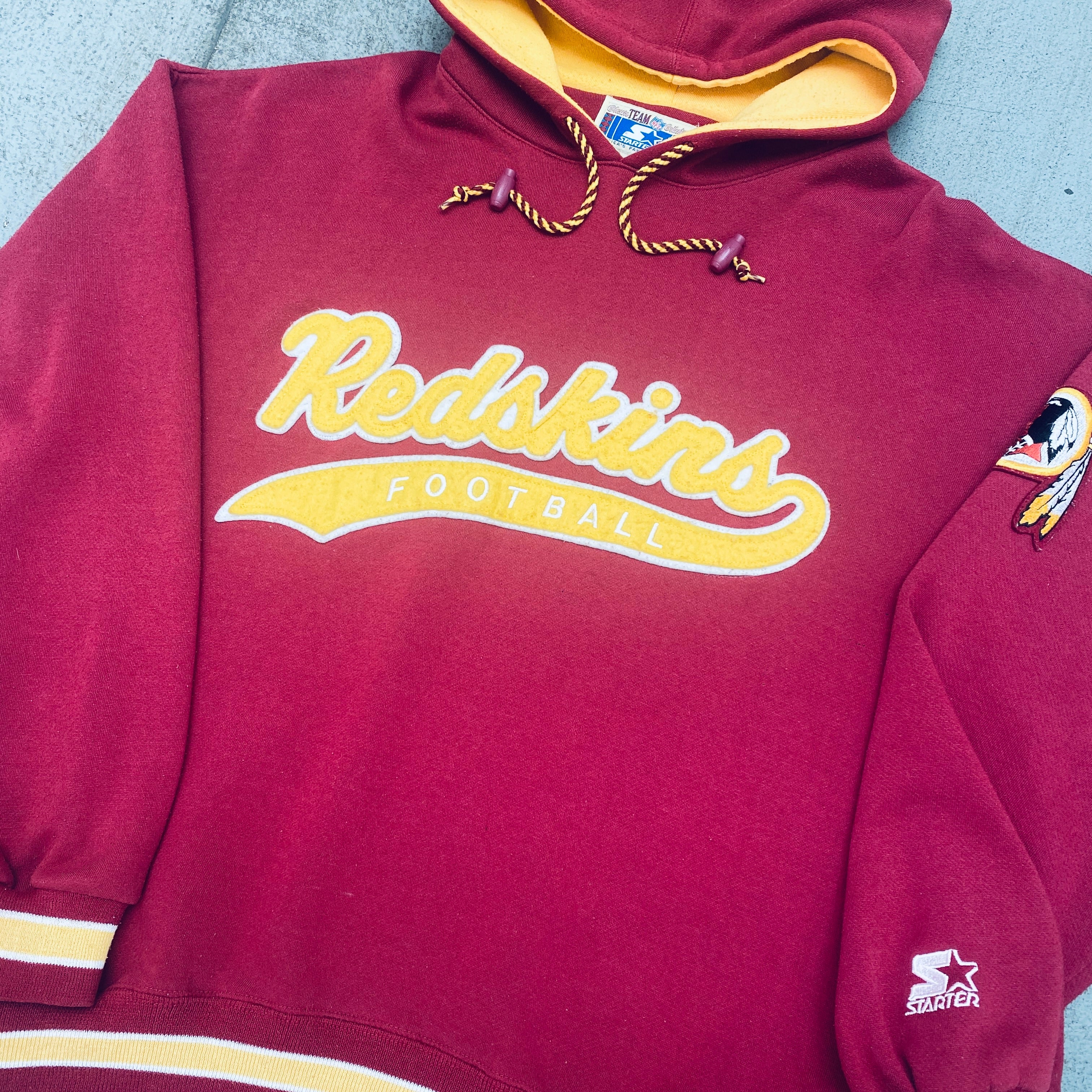 Washington Redskins Vintage 1990s Stitched Script Starter Hoodie - Official NFL Team Apparel (Large/XL) for Game Day & Casual Wear