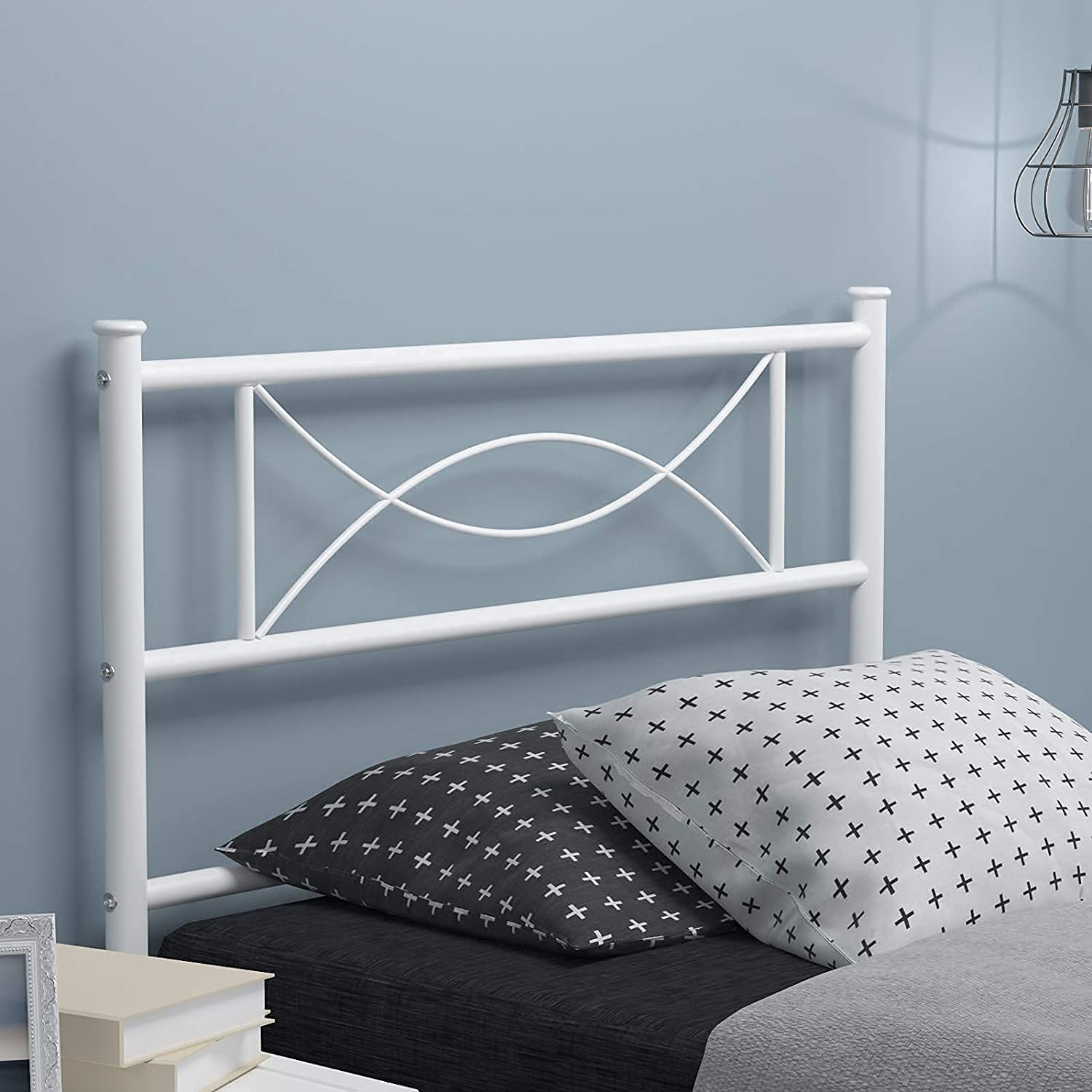 Twin Size Bed Frame with Headboard for Girls, Boys, Adults & Teens - White Platform Bed with Storage, No Box Spring Needed, Easy Assembly | Perfect for Dorm Rooms, Kids Bedrooms & Small Spaces