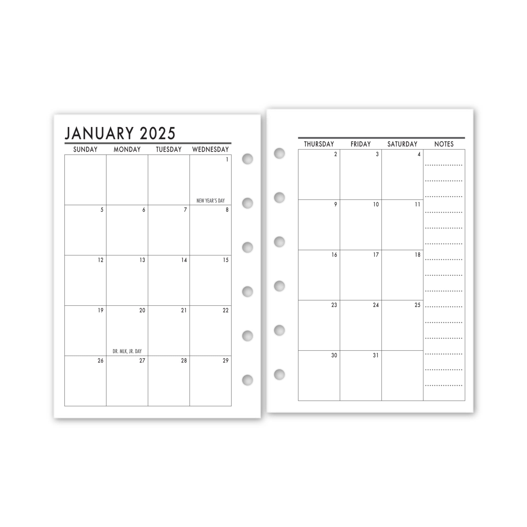 2025 Monthly Planner Refill - January to December Pocket Calendar, 3.2