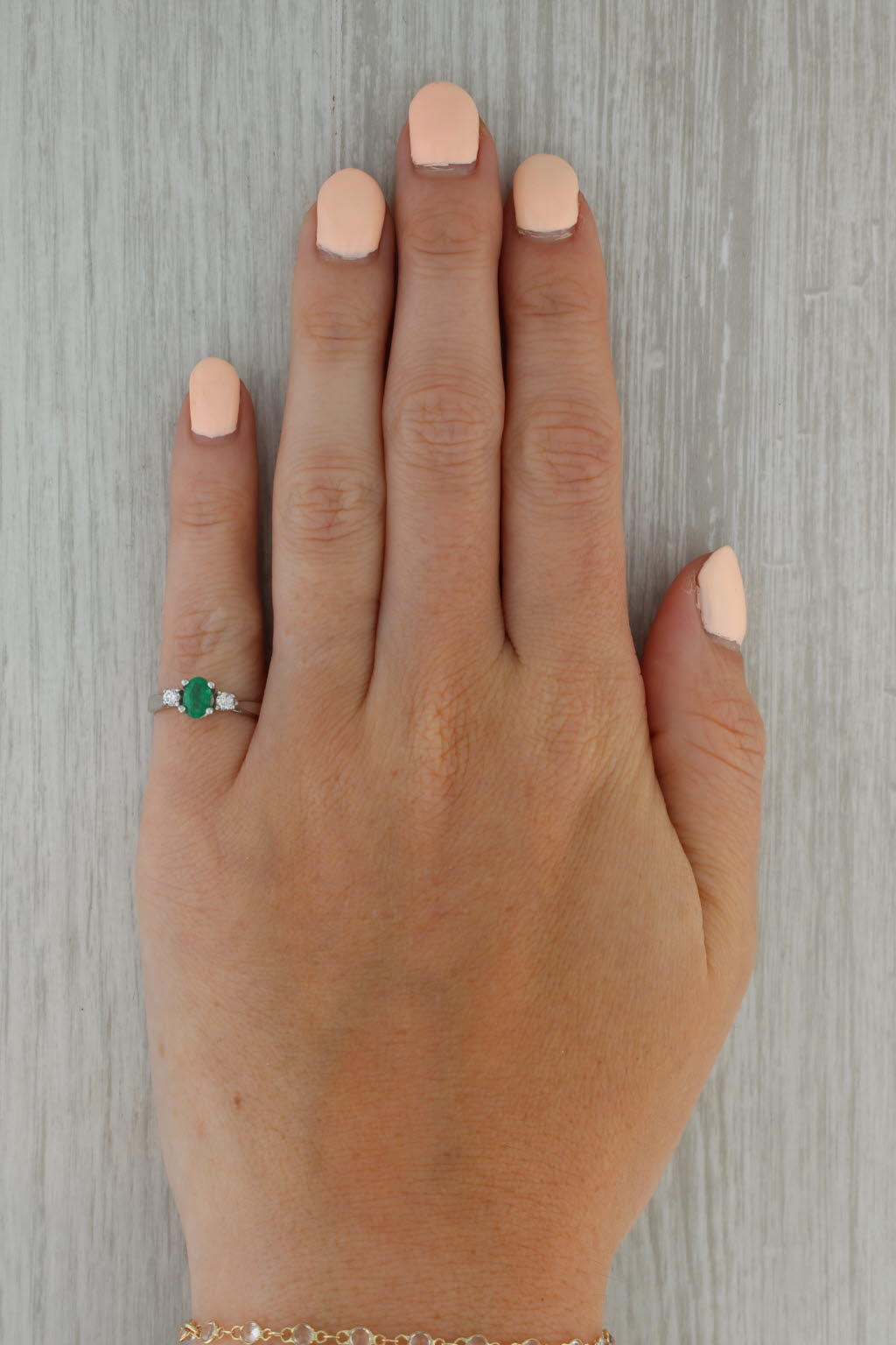 0.47ctw Oval Emerald & Diamond Engagement Ring in 14k White Gold, Size 3.5 - Perfect for Proposals, Anniversaries & Special Occasions