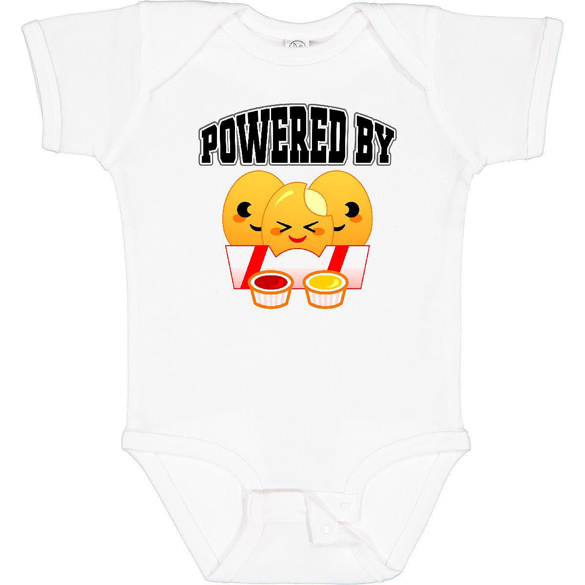 Inktastic Powered by Chicken Nuggets Baby Bodysuit - Cute & Comfortable Infant Onesie for Boys & Girls | Perfect for Playtime, Family Photos & Everyday Wear