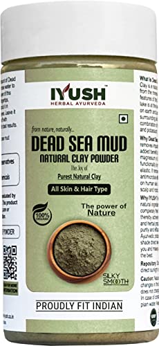 IYUSH Herbal Ayurveda Dead Sea Mud Powder – 400gm | Natural Clay Mask for Face & Body | Detoxifying & Pore Cleansing | De-Tan & Skin Brightening Treatment | Perfect for Spa, Acne Care & Glowing Skin