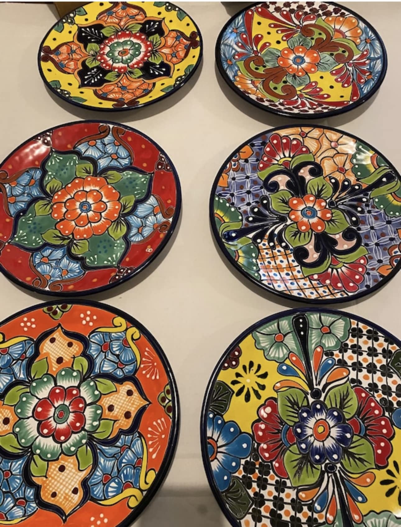 Set of 4 Hand-Painted Mexican Talavera Ceramic Plates - 11.5 Inch Folk Art Dinner Plates - Lead-Free & Oven-Safe Pottery - Perfect for Mexican Decor, Dinner Parties & Unique Gift Ideas
