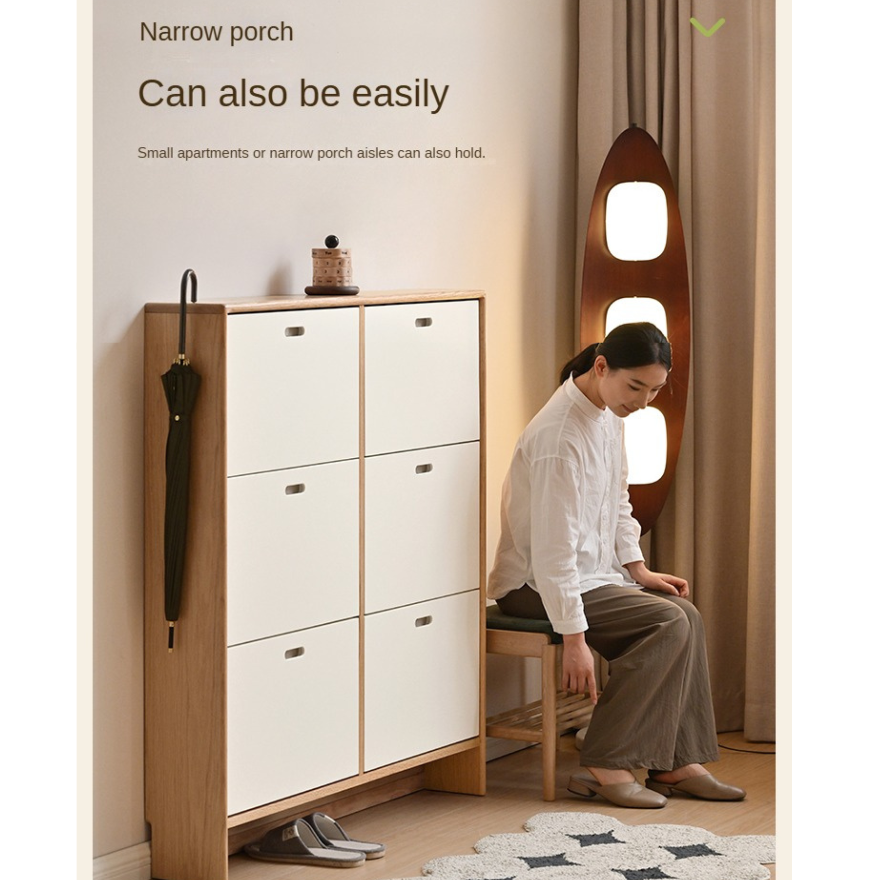 Birch Solid Wood Ultra Thin Shoe Cabinet - Space Saving Entryway Storage Organizer for Shoes, Boots & Accessories | Perfect for Small Apartments, Hallways & Closets
