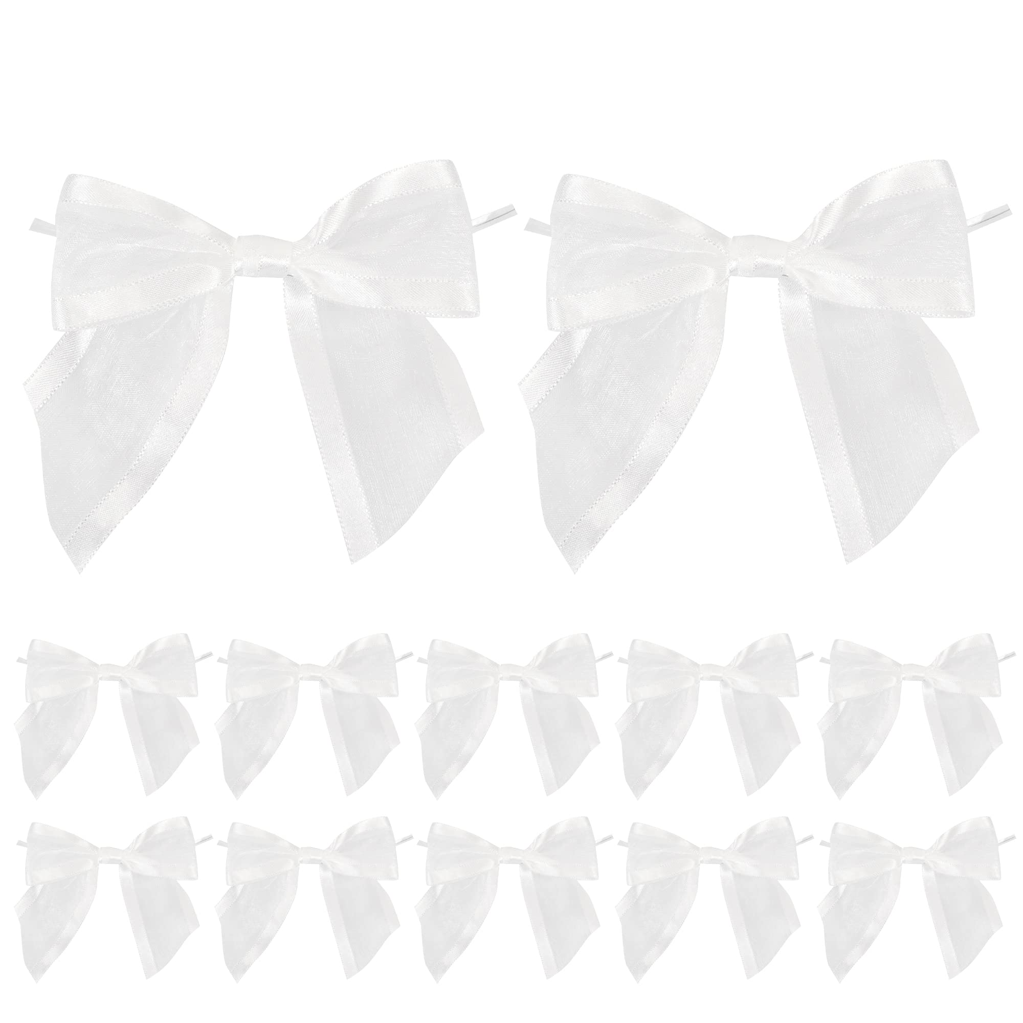 Premade White Bows for Wedding & Christmas Decor - 12 Pack
