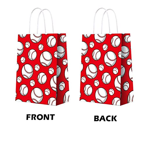 16-Piece Baseball Themed Party Favor Bags - Baseball Pattern Gift Bags for Birthday Decorations, Candy Treats & Goodie Bags - Perfect for Kids & Adults Baseball Parties, Baby Showers & Sports Themed Events