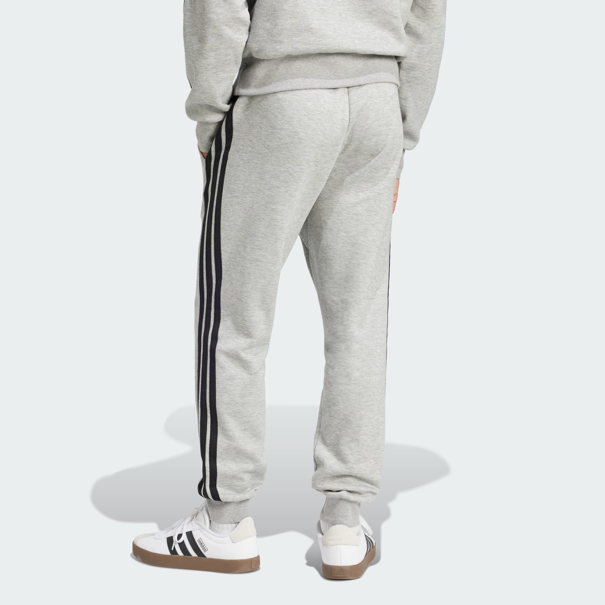Adidas Men's 3 Stripes Fleece Grey Track Pants - Comfortable Athletic Joggers for Running, Gym & Casual Wear