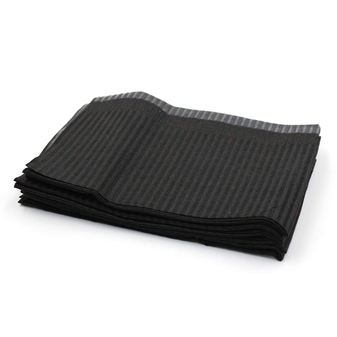 100PCS Disposable Dental Bibs - Waterproof Patient Bibs for Dental Clinics, Tattoo Shops & Medical Use - Black Paper Towel Bibs for Hygiene & Protection - Perfect for Dental Procedures, Tattoo Sessions & Medical Examinations