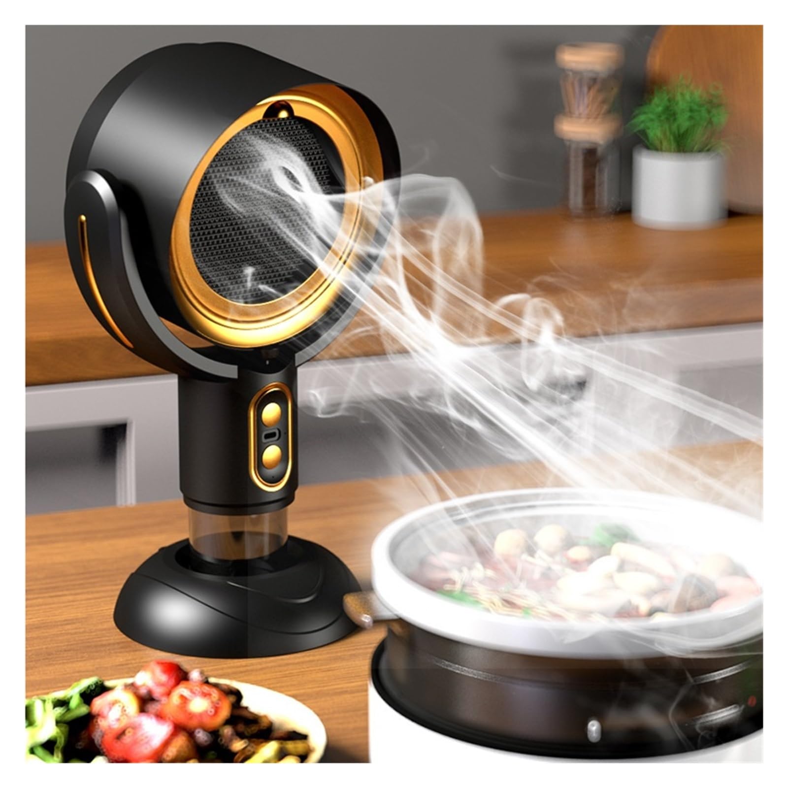 Portable Range Hood - Wireless Mini Kitchen Exhaust Fan with 2 Speed Settings & Detachable Oil Cup for Indoor/Outdoor Cooking, BBQ, Camping, RV - Perfect for Small Kitchens, Apartments & Outdoor Adventures (Black)