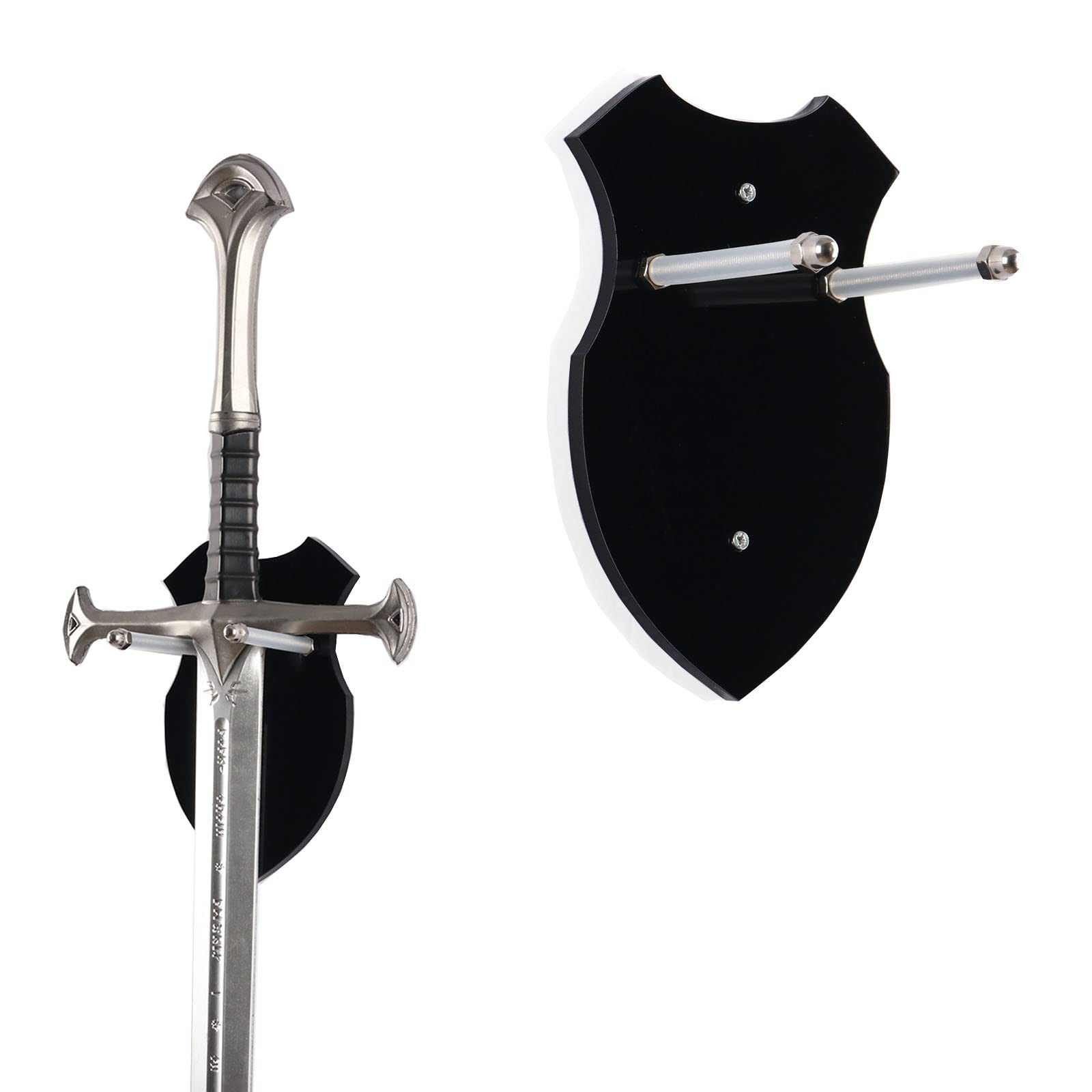 Black Wall Mounted Sword Rack - Vertical Display Stand for Swords, Axes & Weapons - Heavy Duty Metal Holder for Home Decor, Medieval Collection & Cosplay Accessories