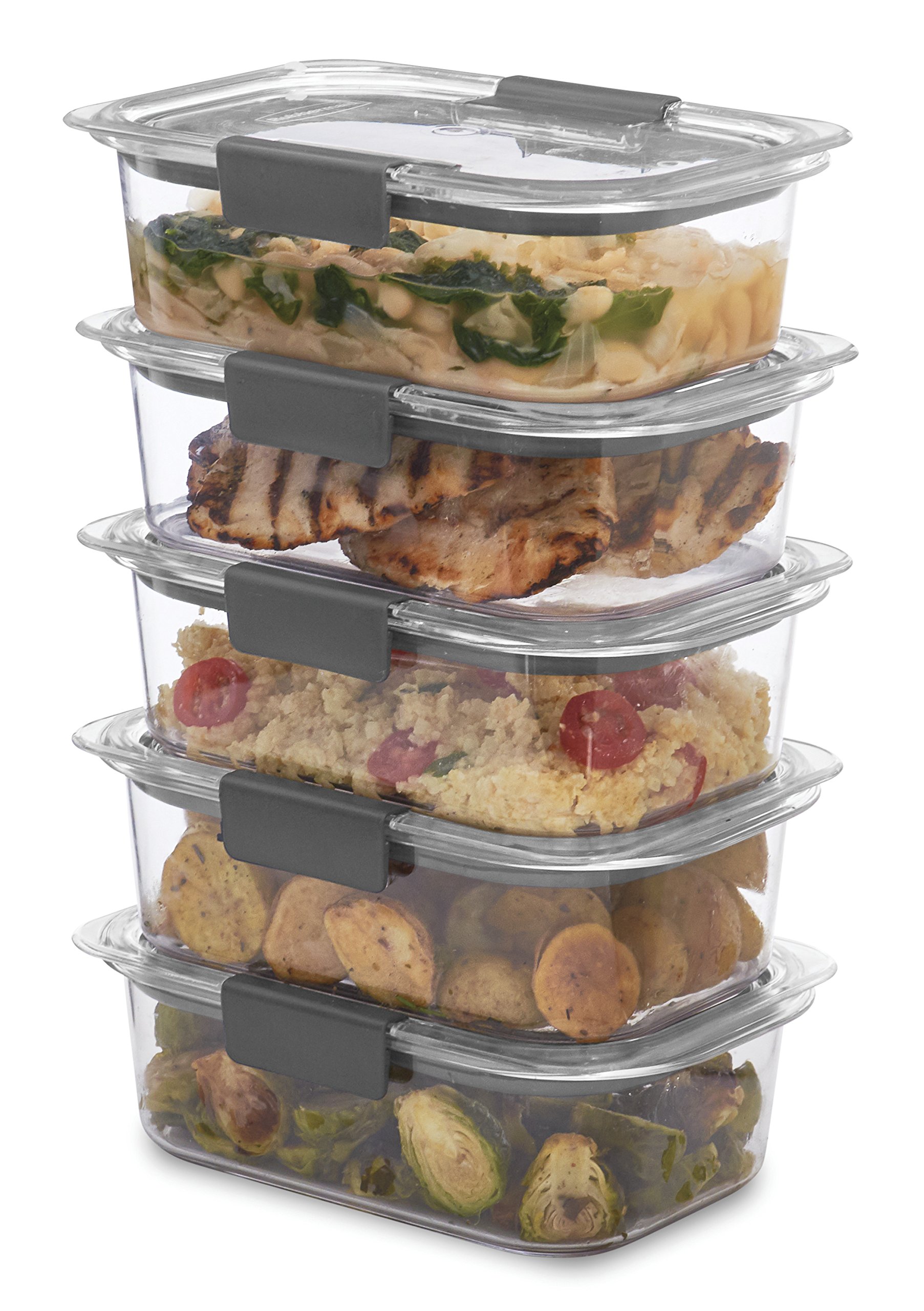 Rubbermaid Leak-Proof Brilliance Food Storage Containers Set - 9.6 Cup & 3.2 Cup BPA-Free Plastic Containers with Lids (2-Pack + 5-Pack, Clear) - Perfect for Meal Prep, Leftovers & Pantry Organization