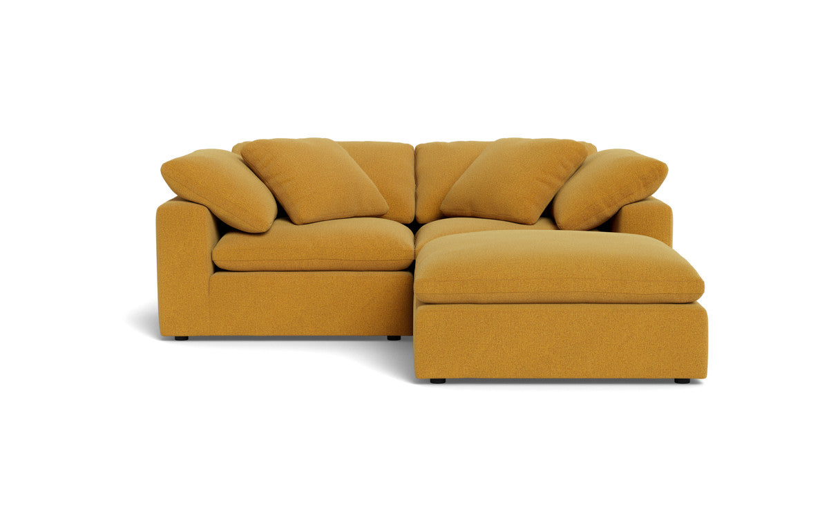 Fluffy 2-Piece Sectional Sofa with Ottoman - Soft Plush Fabric Living Room Couch for Cozy Home, Apartment, or Dorm Comfort - Perfect for Lounging, Movie Nights & Small Spaces
