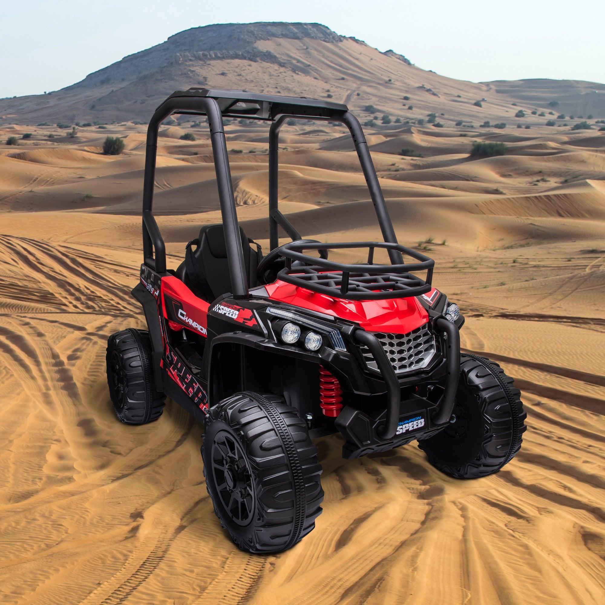 12V Dual Motor Kids Electric Ride-On UTV Toy - Battery Powered Off-Road Truck with Forward/Reverse, LED Headlights, MP3/USB Music Player, Shock Absorber & Parental Remote Control - Red - Perfect for Backyard Adventures, Birthday Gifts & Outdoor Play