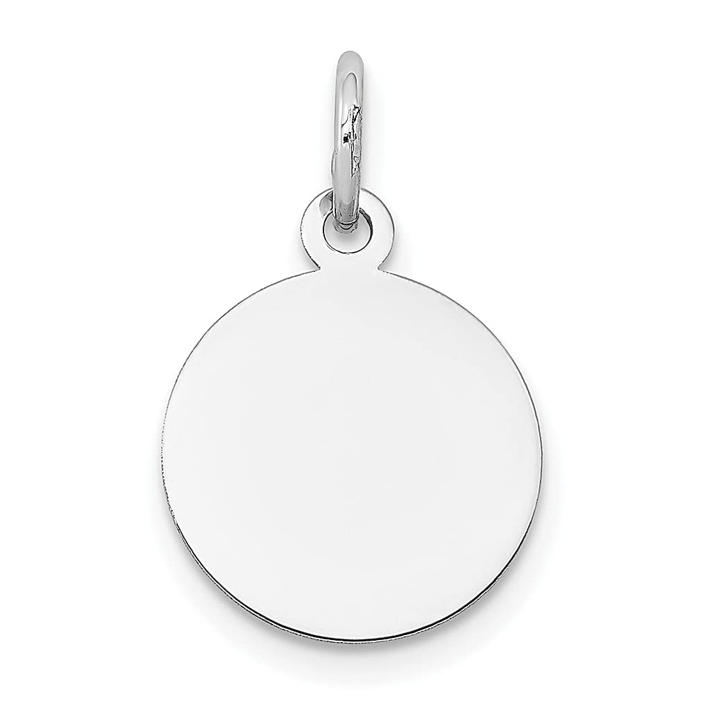 14K White Gold Round Disc Charm Necklace - Engravable Plain Pendant for Women | Elegant Fine Jewelry Gift for Her | Perfect for Anniversaries, Birthdays & Special Occasions