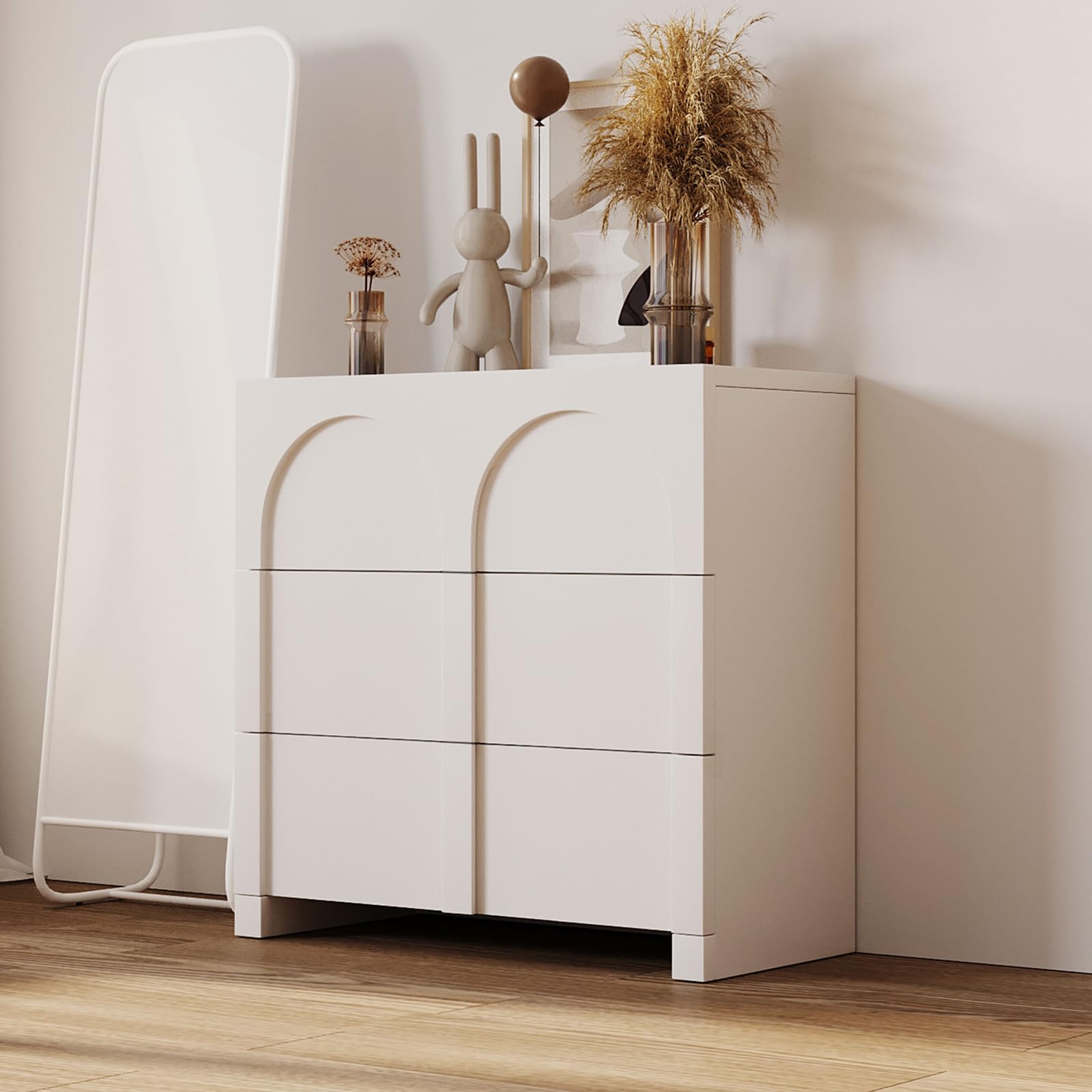 Modern 3-Drawer Dresser Cabinet - Buffet Sideboard Storage Organizer for Bedroom, Living Room, Hallway & Kitchen | Space-Saving Furniture for Small Apartments & Home Organization