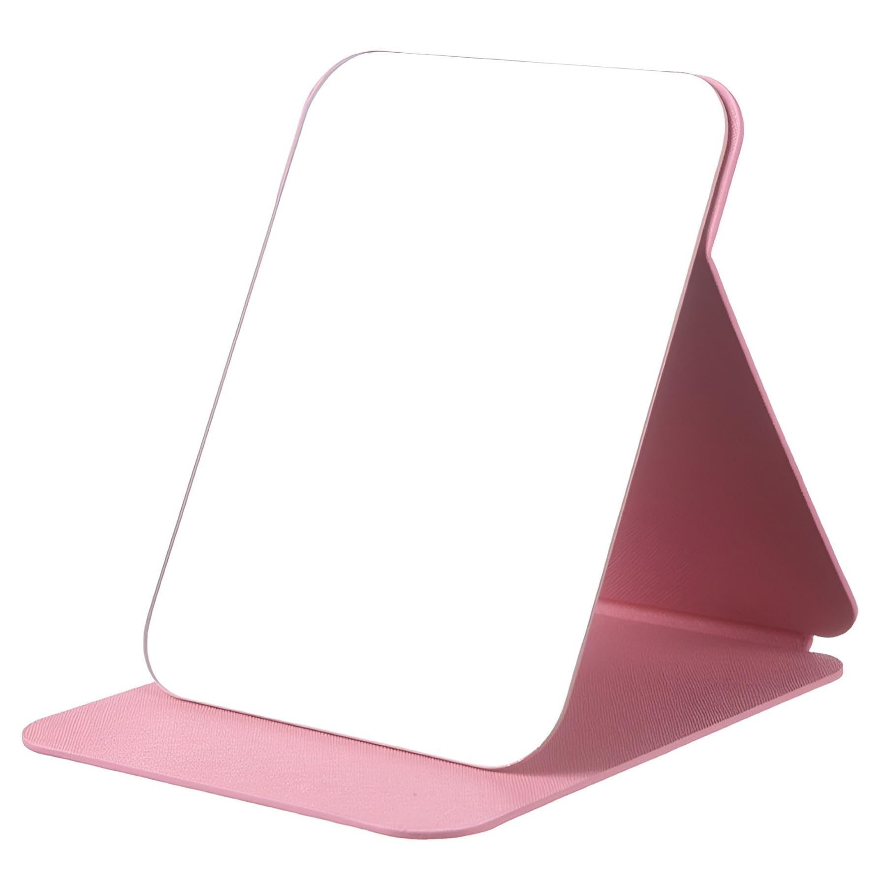 VELINEX Portable Folding Makeup Mirror with Adjustable Angle - Compact Travel Mirror for Vanity, Bathroom & Dressing Table - Single Sided Round Edge Design (Pink) | Perfect for Home Use, Travel & Gift Giving