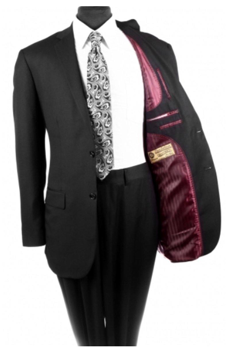 Premium Men's 2-Piece Wool Suit - Classic Black Regular Fit Business Attire for Weddings, Interviews & Formal Events