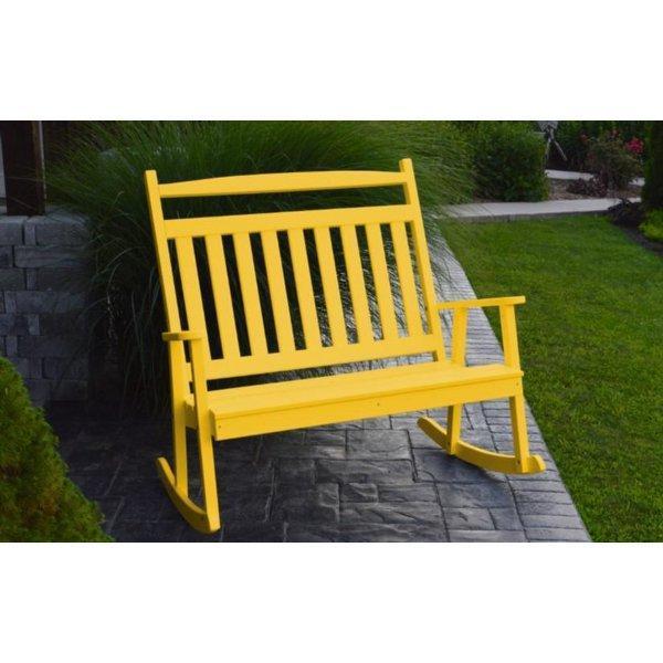 A & L Furniture Poly Classic Double Rocker - Comfortable Outdoor Patio Rocking Chair for Porch, Garden, and Backyard Relaxation