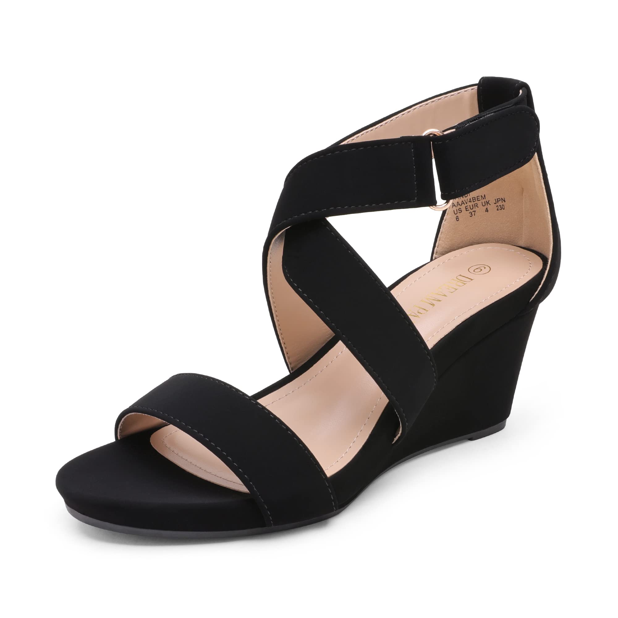 DREAM PAIRS Women's Comfortable Elastic Ankle Strap Wedge Sandals - Summer Casual Shoes for Beach, Walking & Outdoor Activities