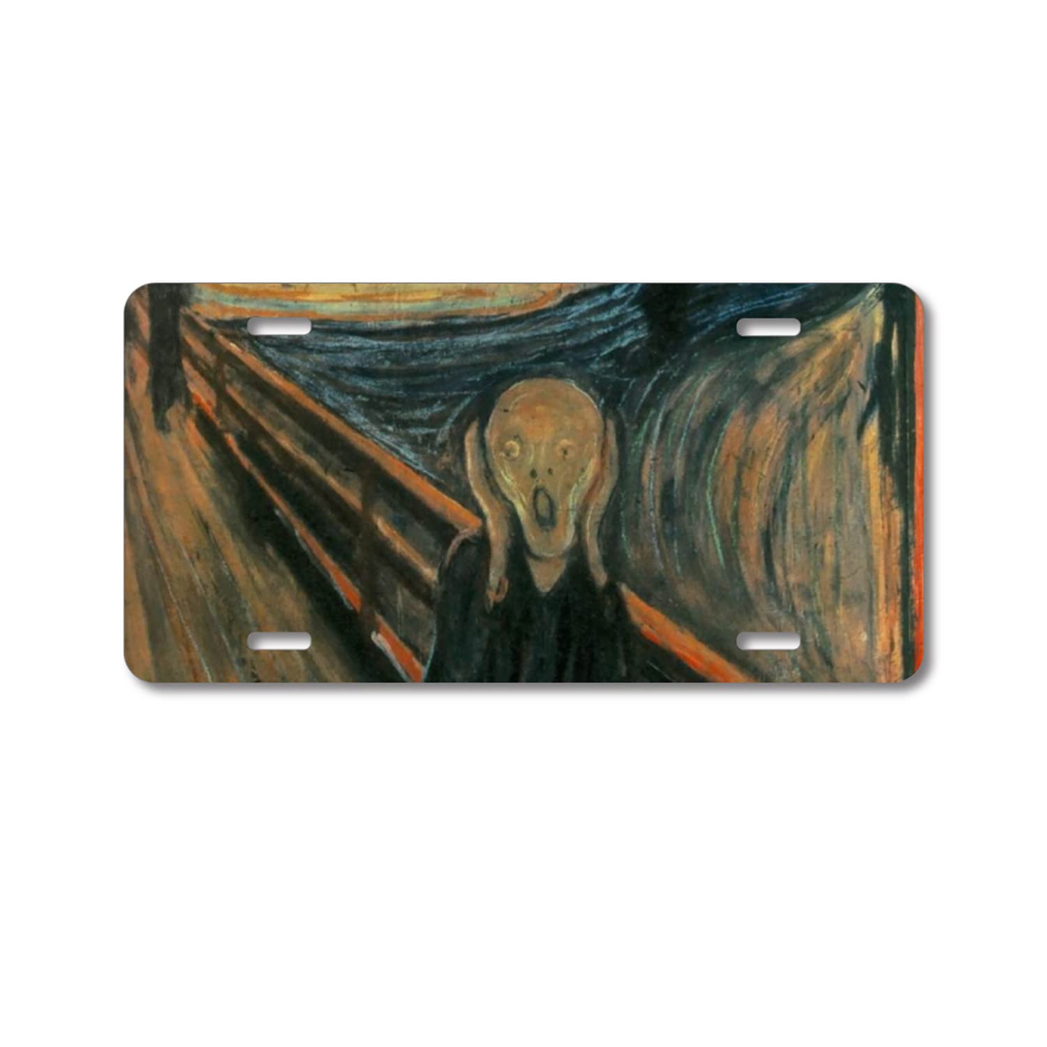 Custom Aluminum Vanity License Plate - Edvard Munch The Scream Art Design for Car Front - Perfect for Personalizing Vehicles, Gifts & Car Shows