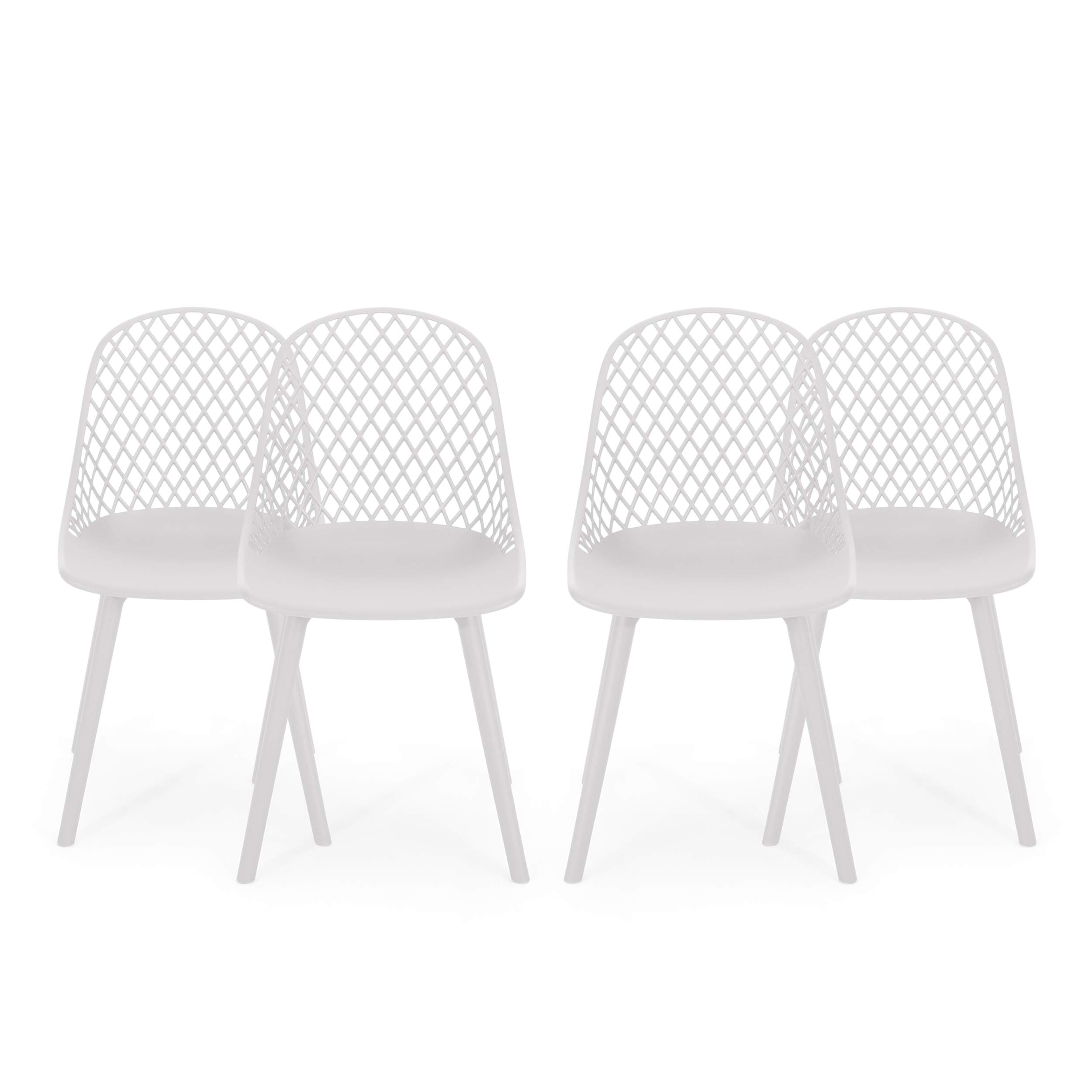 Christopher Knight Home Delora Outdoor Dining Chair Set of 4, White Weather-Resistant Patio Furniture - Perfect for Backyard, Garden, Poolside & Restaurant Outdoor Seating