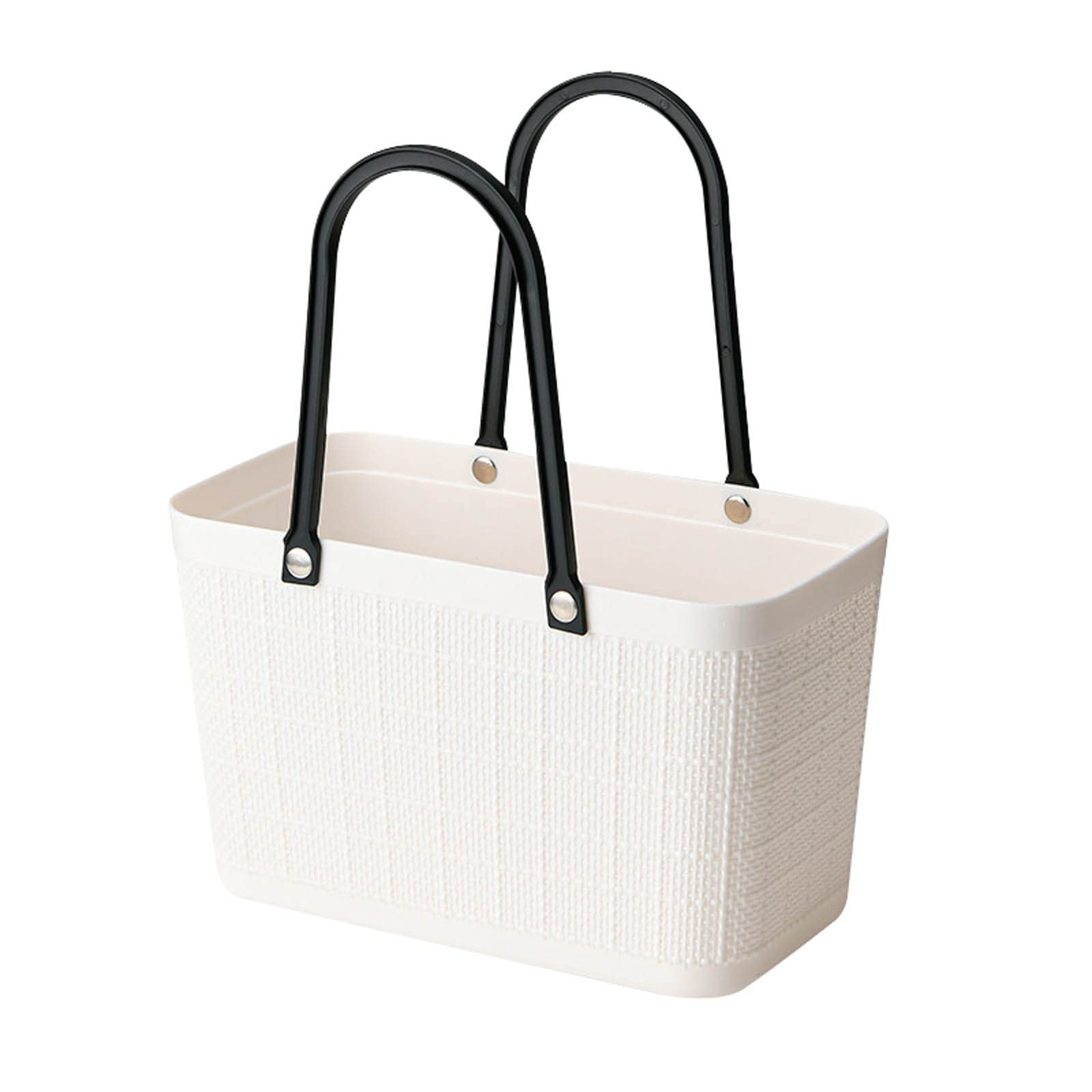 CSRTONI Portable Soft Plastic Shopping Basket - Lightweight Picnic Basket & Laundry Hamper for Men & Women - Ideal for Groceries, Travel, Camping & Home Organization (White, One Size)