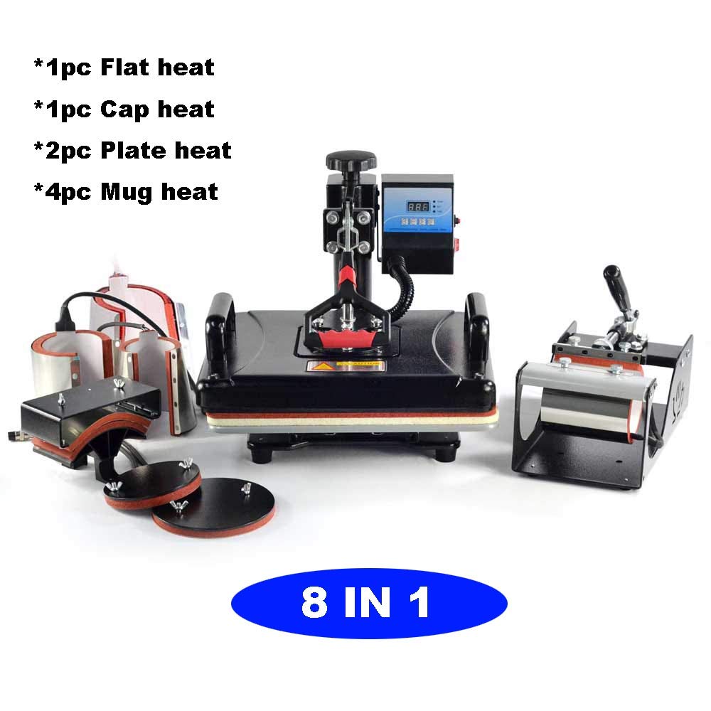 8 in 1 Digital Heat Press Machine for T-Shirts, Mugs, Plates, Caps & Cups - Swing Away Sublimation Heat Transfer Printing Machine | Perfect for DIY Crafts, Custom Apparel & Personalized Gifts