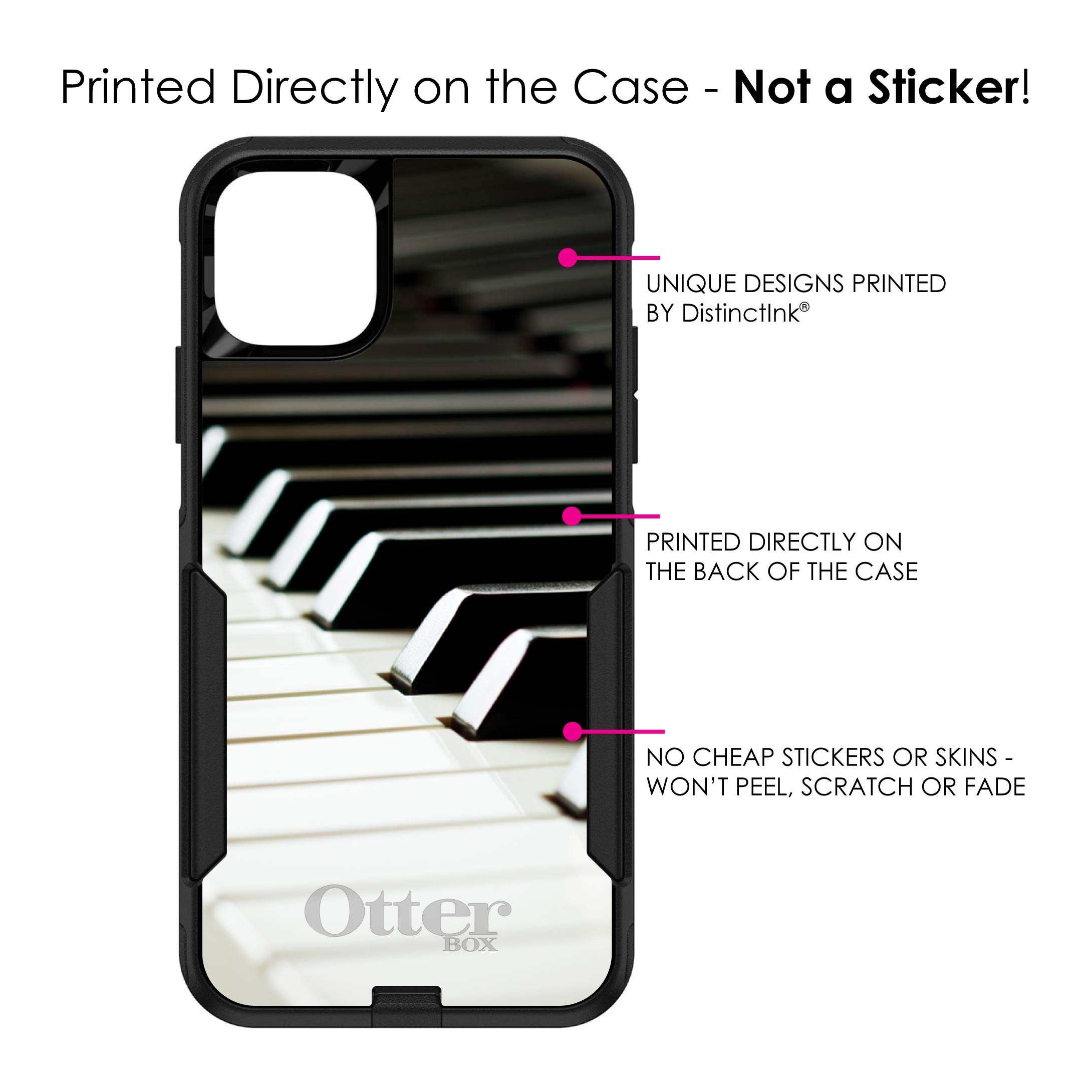 DistinctInk iPhone 11 Pro MAX Case (6.5 Inch) - Durable Black Protective Cover with Piano Key Design | OtterBox Commuter Replacement | Perfect for Work, Travel & Everyday Use
