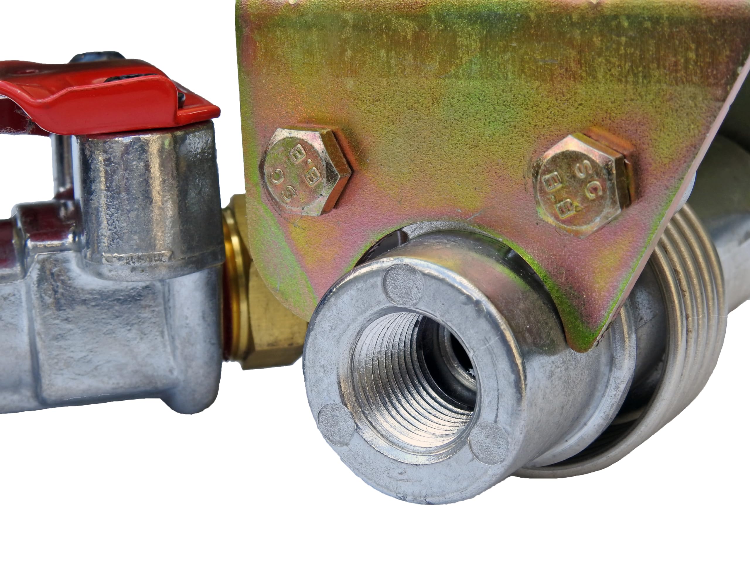 Red & Blue Angle Mount Swinger Gladhands for Tractor Trailer - Heavy Duty Truck Air Brake Couplers - Emergency & Service Line Connectors for Semi Trucks & Commercial Vehicles