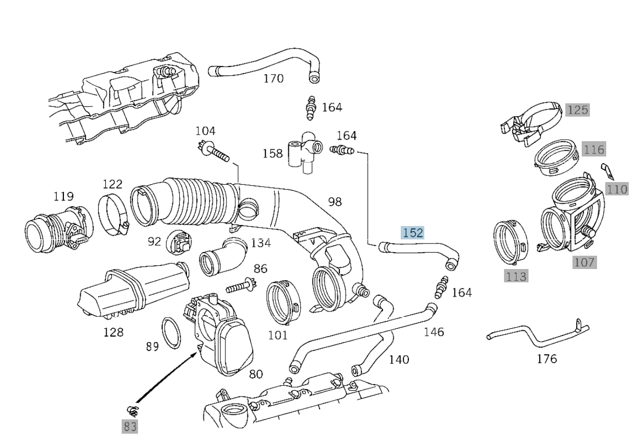 Genuine Mercedes-Benz Hose 112-018-02-82 - OEM Replacement Part for Engine Cooling System - Perfect for Mercedes-Benz Repair & Maintenance