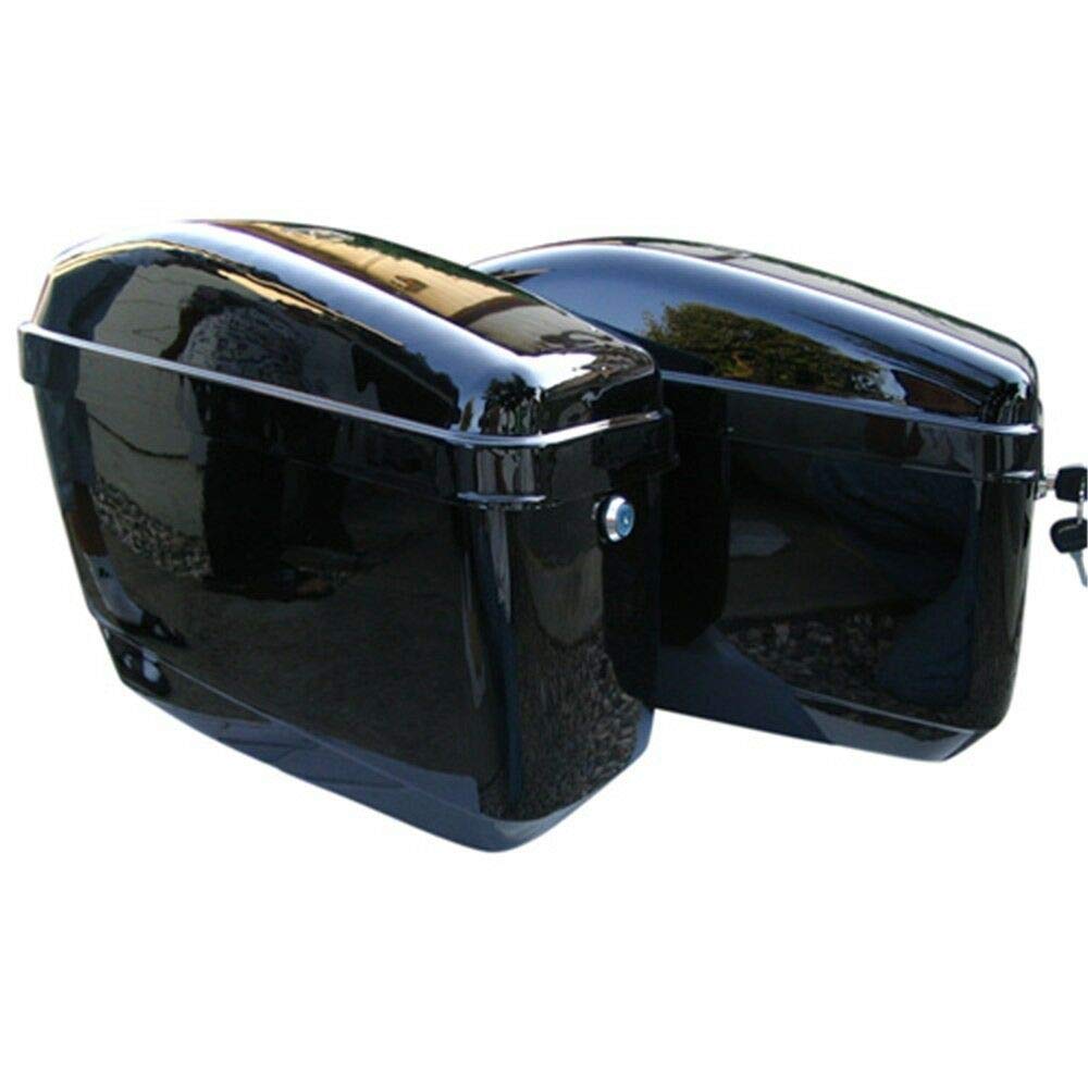 CPWYAXG Black Motorcycle Hard Trunk Saddle Bags with Mounting Bracket - Waterproof Storage for Harley, Cruiser & Touring Bikes | Perfect for Road Trips & Daily Commuting