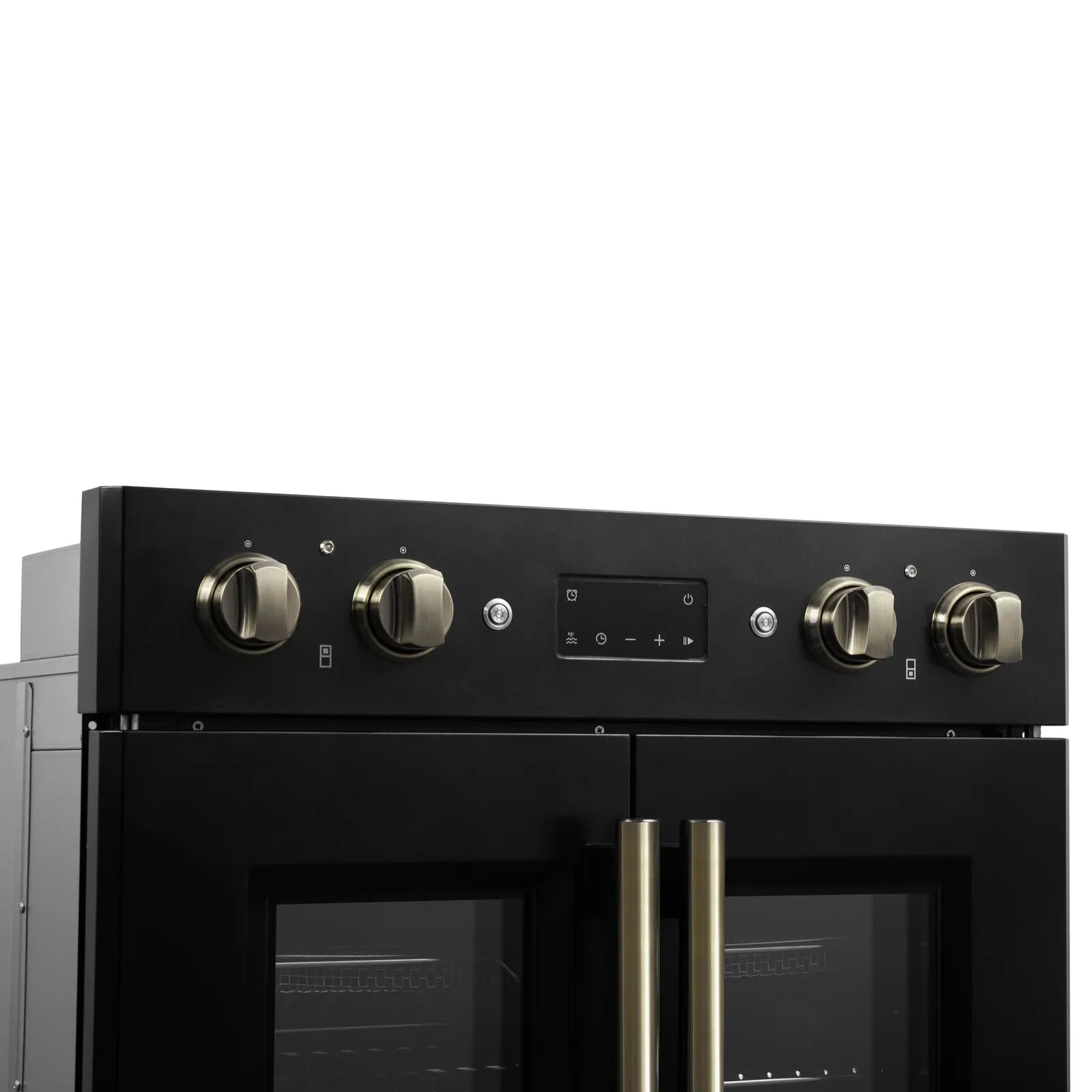 Forno Asti 30 Inch Double Electric Wall Oven with French Doors - Black Finish & Antique Brass Trim (Model FBOEL1340 30BLK) - Perfect for Modern Kitchens, Baking & Entertaining