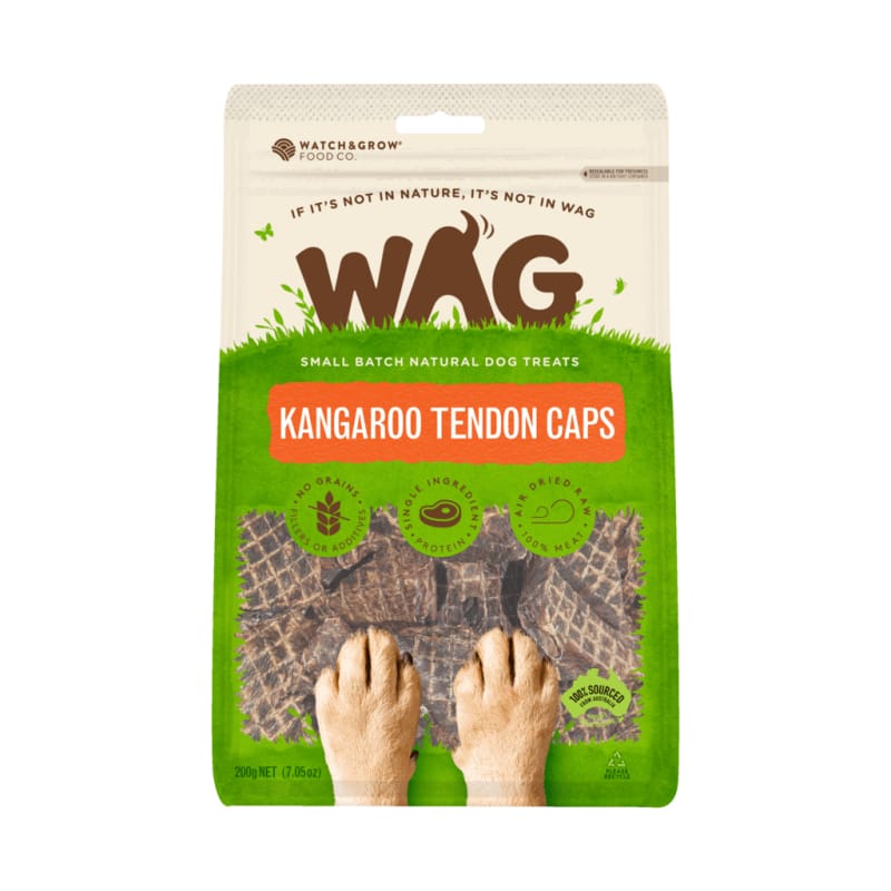 Premium WAG Kangaroo Tendon Dog Chews - 100% Natural Air-Dried Treats, 7oz (200g) - High-Protein Dental Chews for Medium & Large Dogs - Perfect for Training, Teething & Long-Lasting Chewing Satisfaction