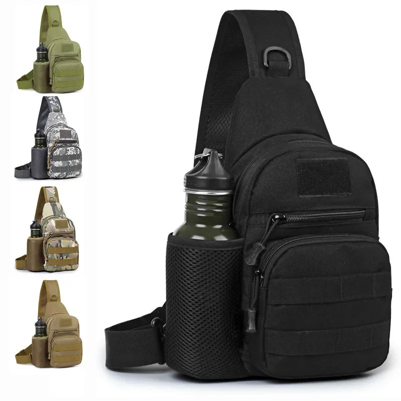 Portable Hiking & Travel Sling Shoulder Bag - MOLLE Chest Pack for Men - Outdoor Sports Bottle Pouch - Camping Hunting Fishing Backpack - Perfect for Hiking, Travel & Outdoor Adventures
